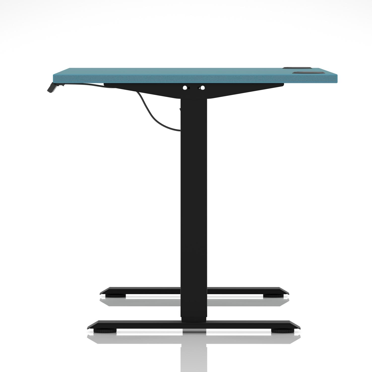 Air Lite 1200 x 800mm Height Adjustable Office Desk Dark Teal Top Cable Ports Black Leg Air Lite 1200 x 800mm Height Adjustable Office Desk Dark Teal Top Cable Ports Black Leg