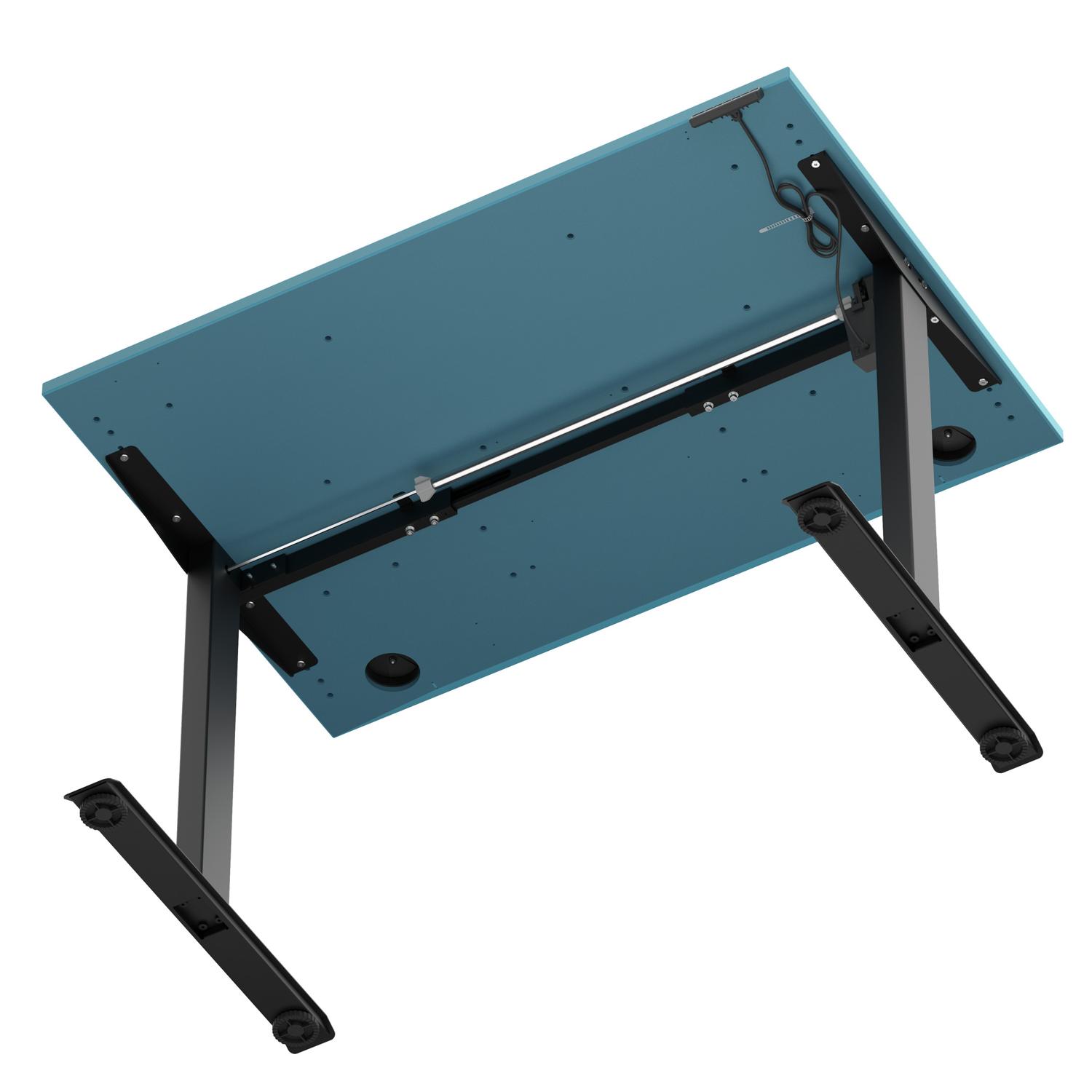 Air Lite 1200 x 800mm Height Adjustable Office Desk Dark Teal Top Cable Ports Black Leg Air Lite 1200 x 800mm Height Adjustable Office Desk Dark Teal Top Cable Ports Black Leg