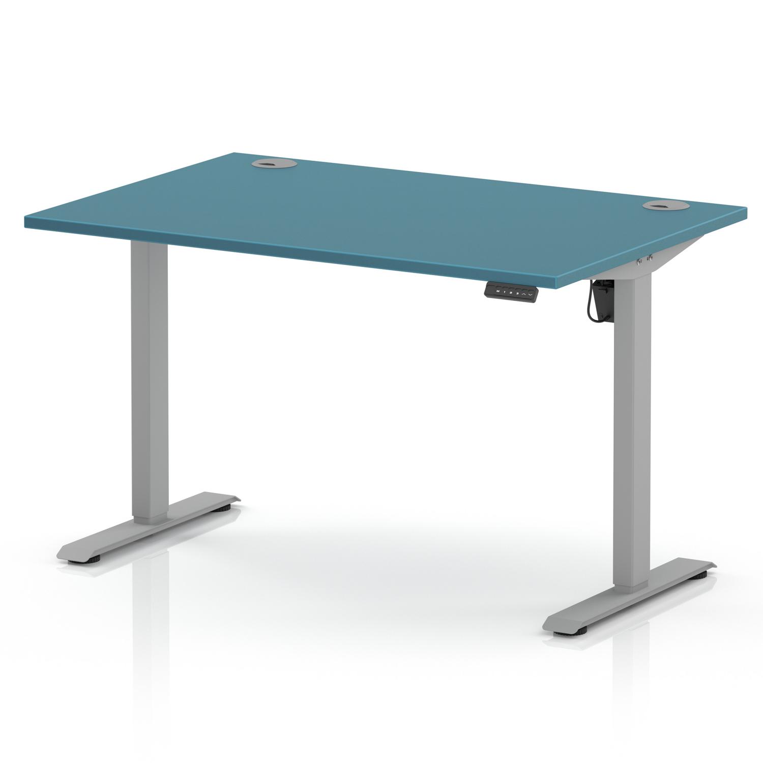 Air Lite 1200 x 800mm Height Adjustable Office Desk Dark Teal Top Cable Ports Silver Leg Air Lite 1200 x 800mm Height Adjustable Office Desk Dark Teal Top Cable Ports Silver Leg