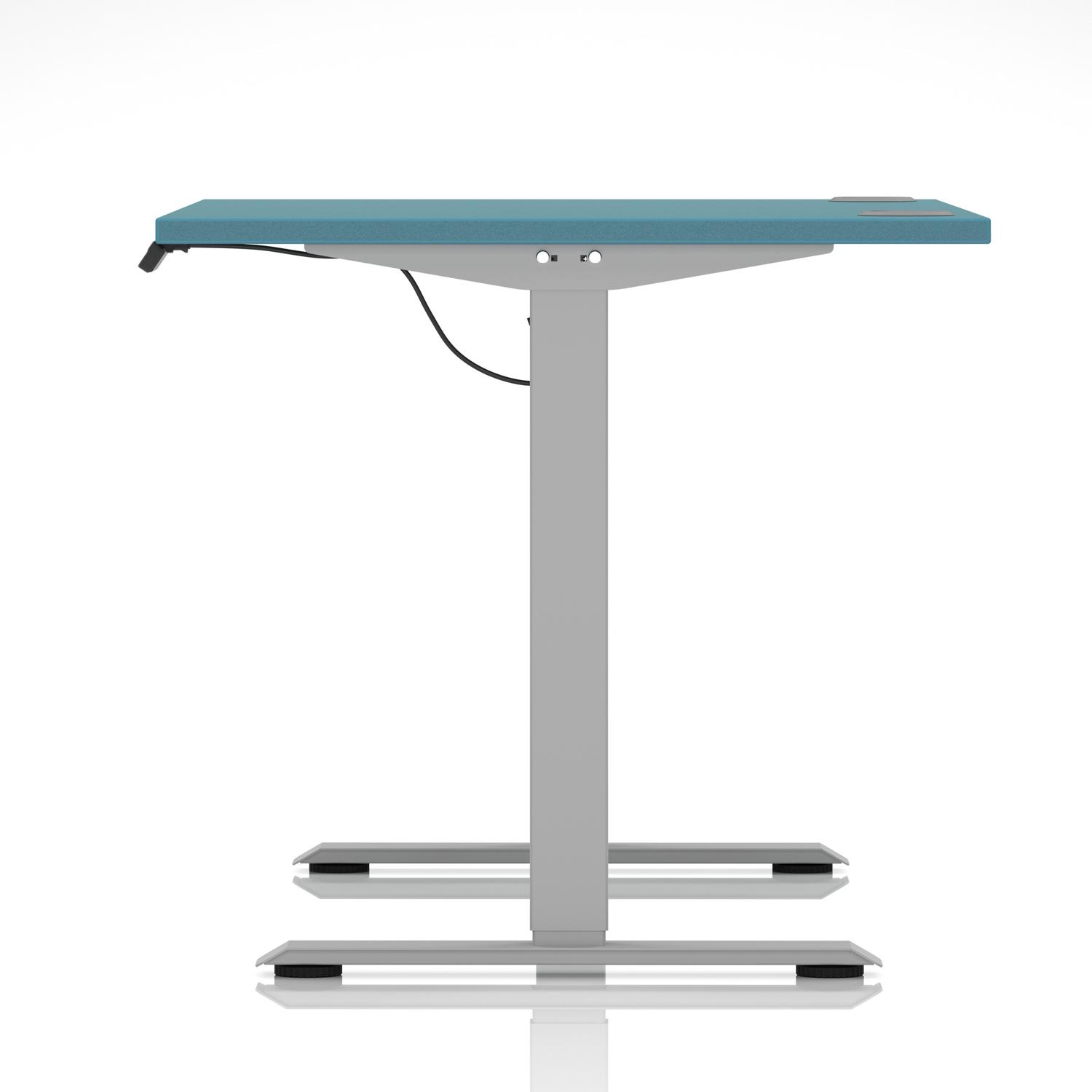 Air Lite 1200 x 800mm Height Adjustable Office Desk Dark Teal Top Cable Ports Silver Leg Air Lite 1200 x 800mm Height Adjustable Office Desk Dark Teal Top Cable Ports Silver Leg