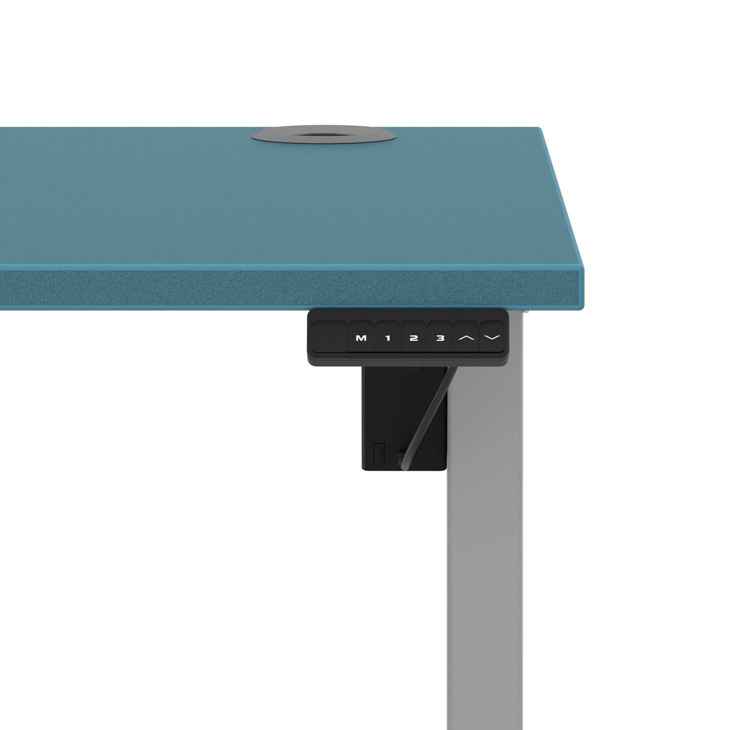 Air Lite 1200 x 800mm Height Adjustable Office Desk Dark Teal Top Cable Ports Silver Leg Air Lite 1200 x 800mm Height Adjustable Office Desk Dark Teal Top Cable Ports Silver Leg