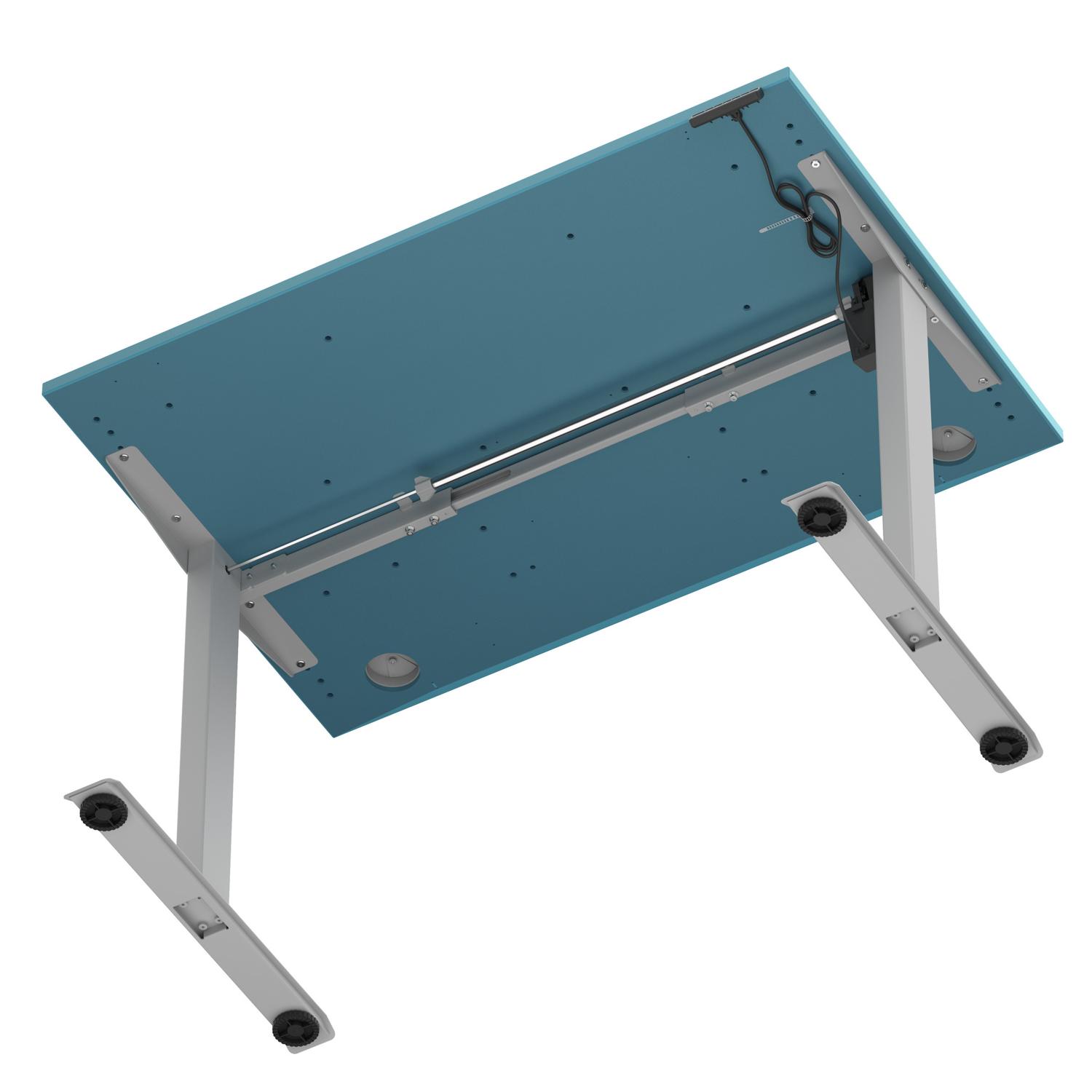 Air Lite 1200 x 800mm Height Adjustable Office Desk Dark Teal Top Cable Ports Silver Leg Air Lite 1200 x 800mm Height Adjustable Office Desk Dark Teal Top Cable Ports Silver Leg