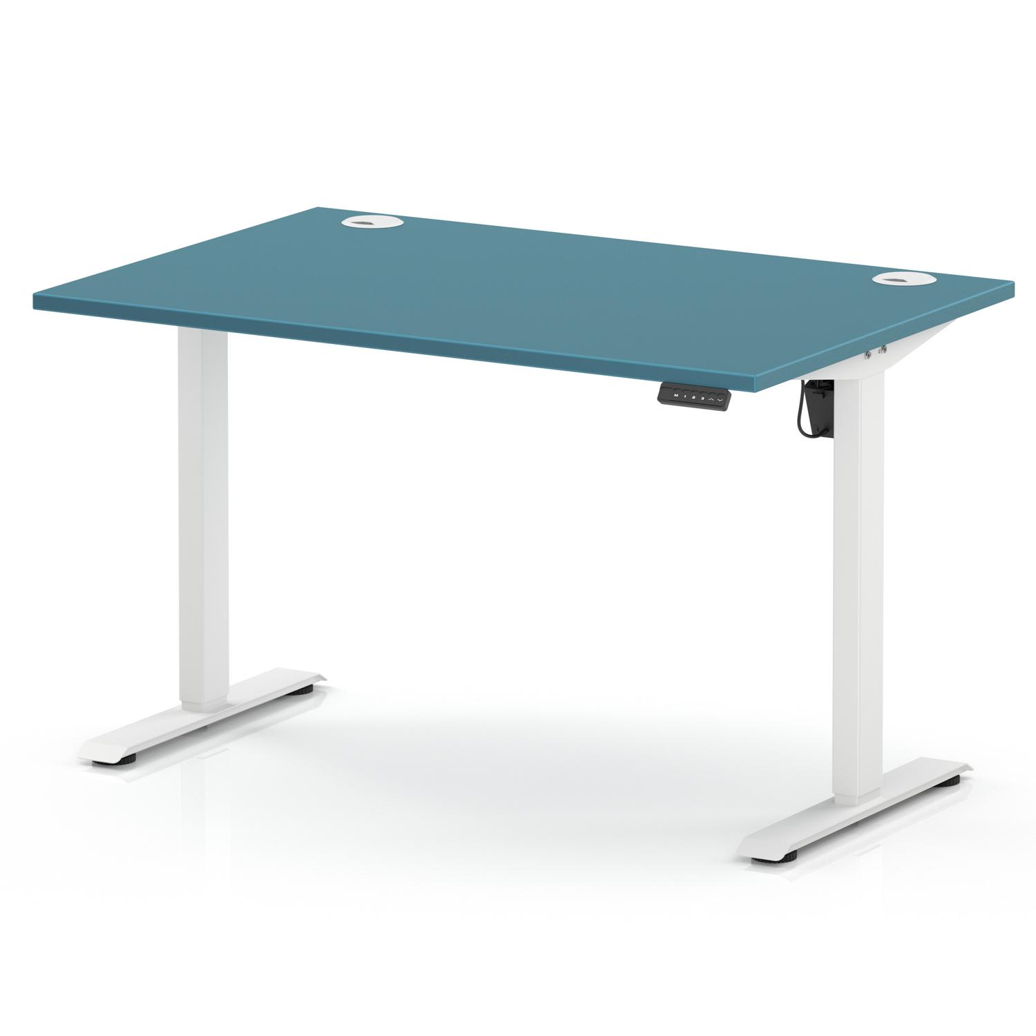 Air Lite 1200 x 800mm Height Adjustable Office Desk Dark Teal Top Cable Ports White Leg Air Lite 1200 x 800mm Height Adjustable Office Desk Dark Teal Top Cable Ports White Leg