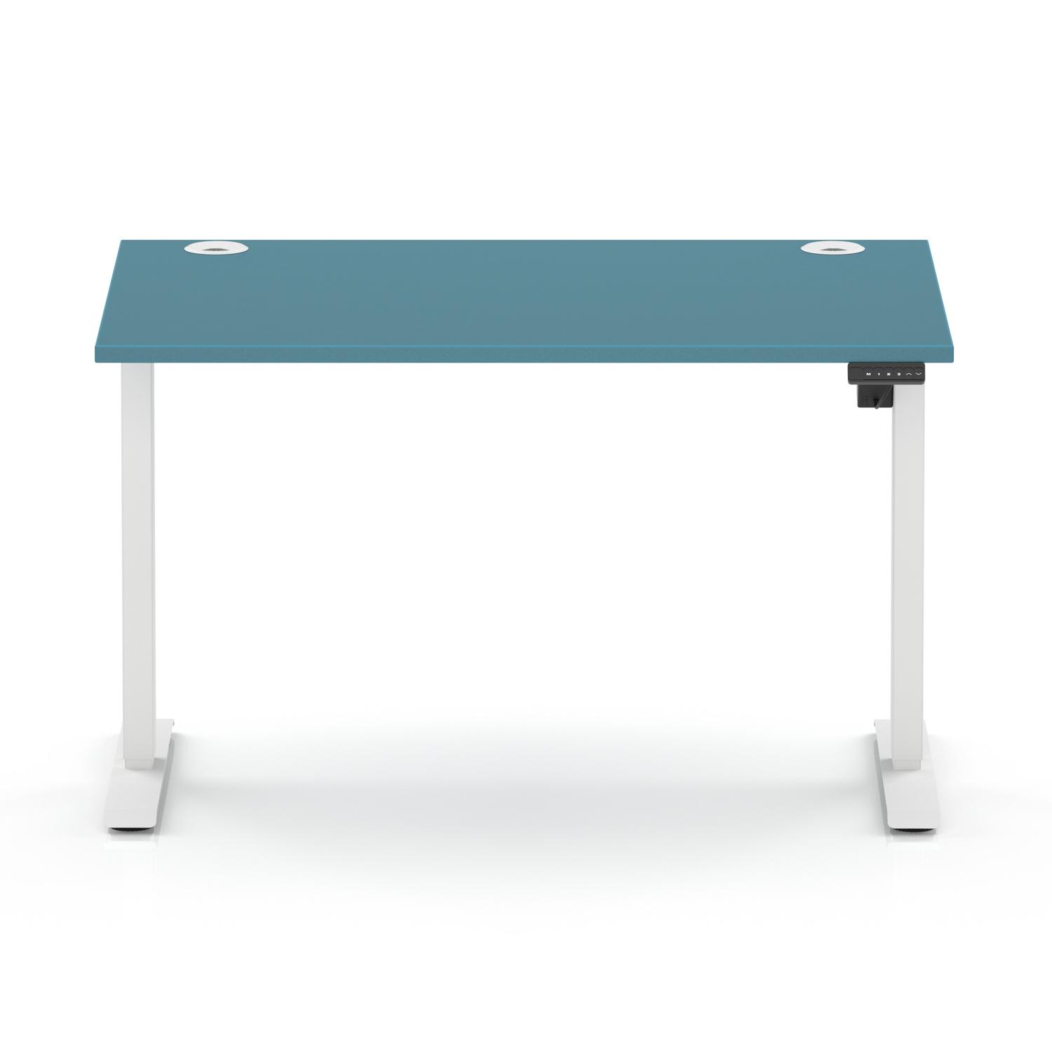 Air Lite 1200 x 800mm Height Adjustable Office Desk Dark Teal Top Cable Ports White Leg Air Lite 1200 x 800mm Height Adjustable Office Desk Dark Teal Top Cable Ports White Leg