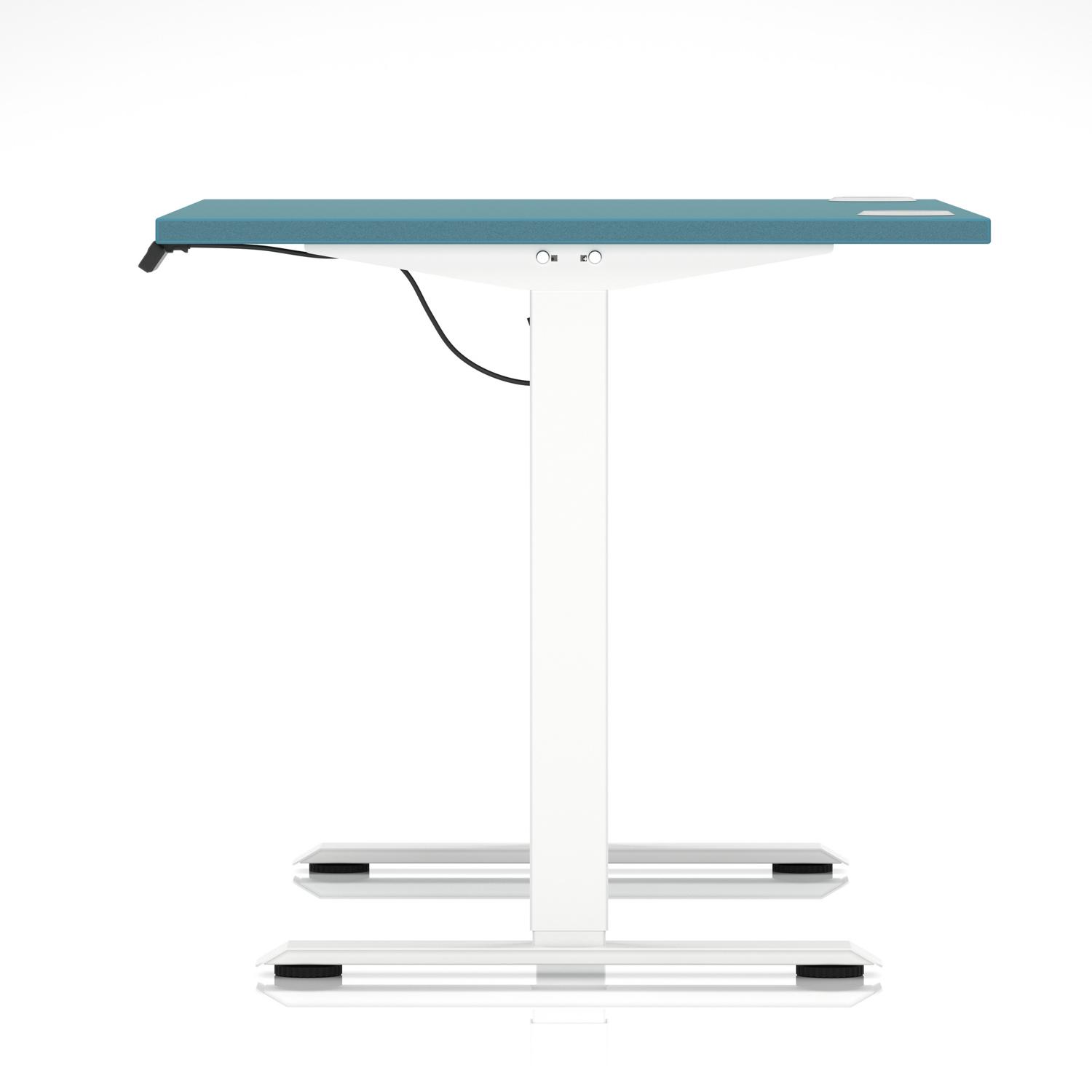 Air Lite 1200 x 800mm Height Adjustable Office Desk Dark Teal Top Cable Ports White Leg Air Lite 1200 x 800mm Height Adjustable Office Desk Dark Teal Top Cable Ports White Leg