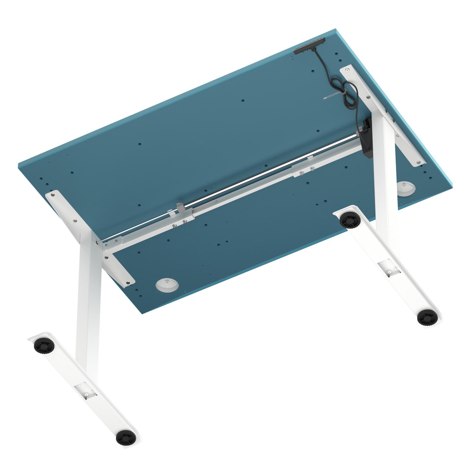 Air Lite 1200 x 800mm Height Adjustable Office Desk Dark Teal Top Cable Ports White Leg Air Lite 1200 x 800mm Height Adjustable Office Desk Dark Teal Top Cable Ports White Leg