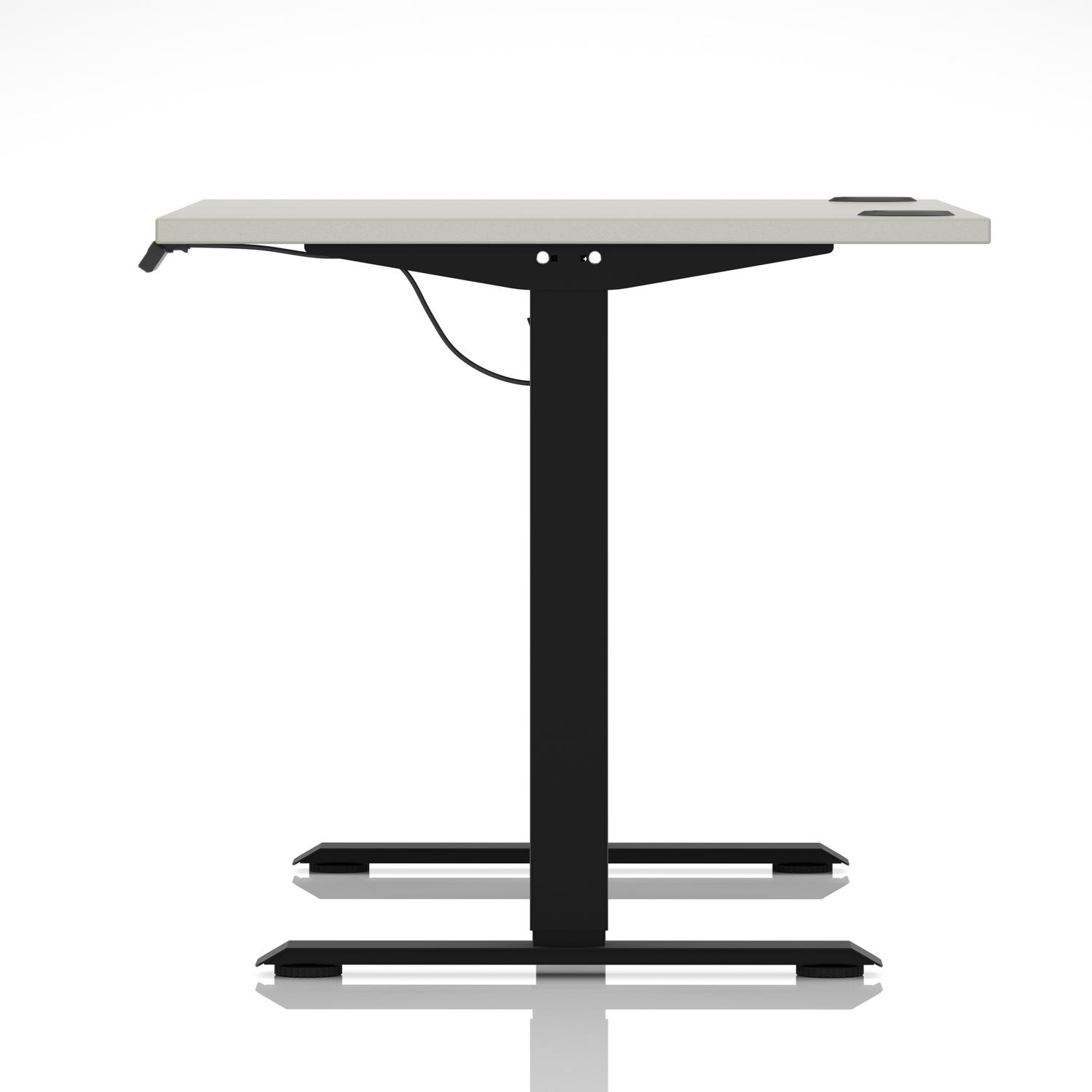 Air Lite 1200 x 800mm Height Adjustable Office Desk Dove Grey Top Cable Ports Black Leg Air Lite 1200 x 800mm Height Adjustable Office Desk Dove Grey Top Cable Ports Black Leg