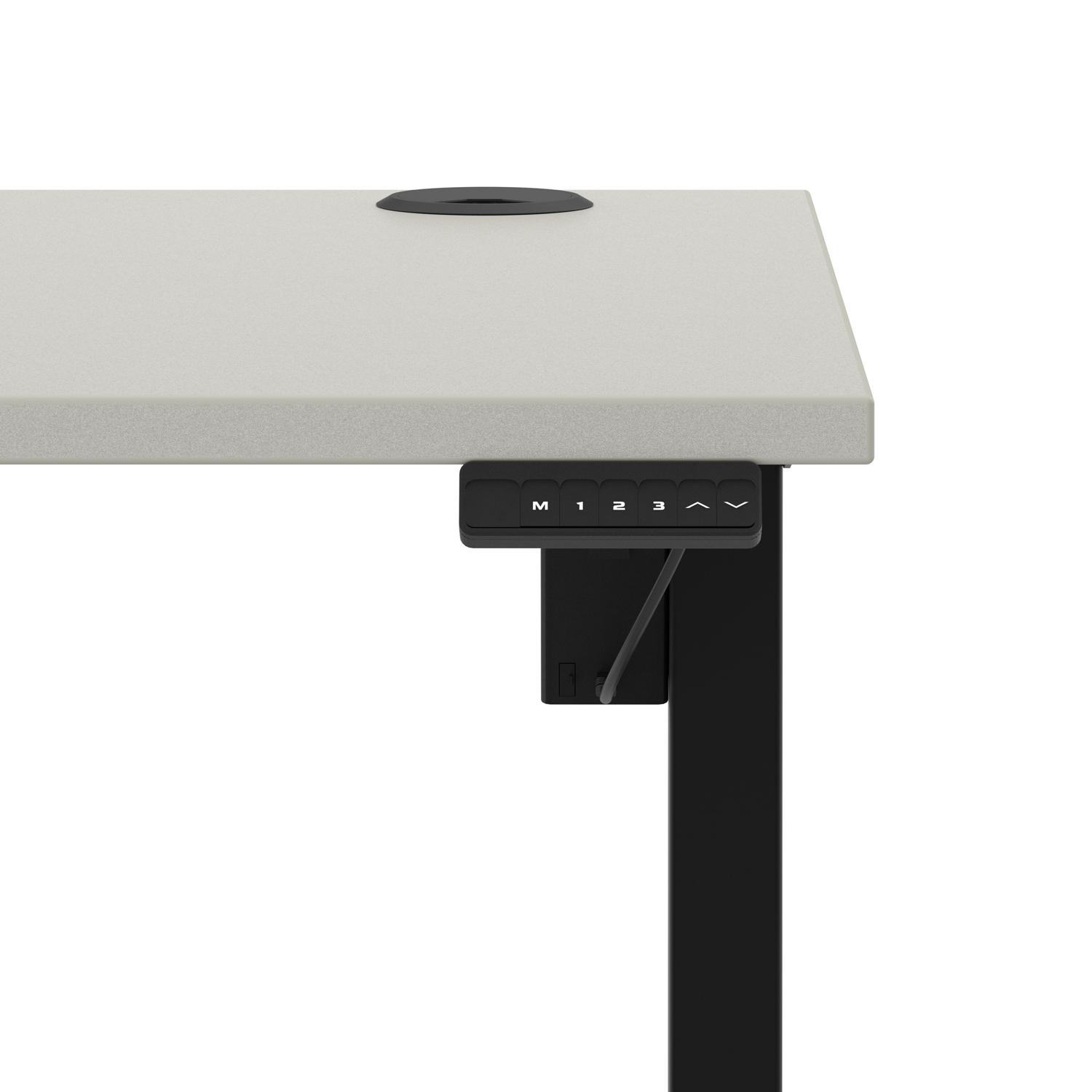 Air Lite 1200 x 800mm Height Adjustable Office Desk Dove Grey Top Cable Ports Black Leg Air Lite 1200 x 800mm Height Adjustable Office Desk Dove Grey Top Cable Ports Black Leg