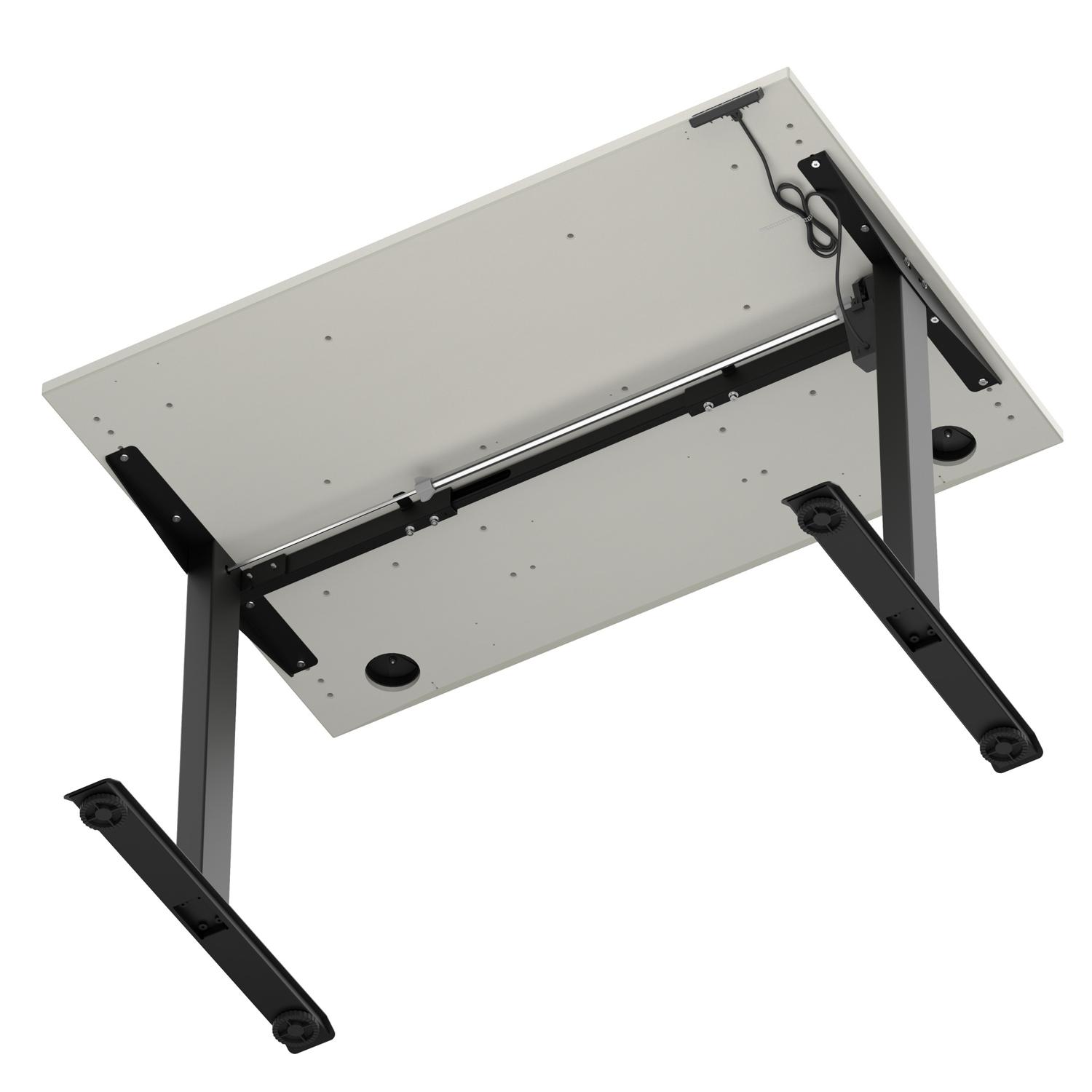 Air Lite 1200 x 800mm Height Adjustable Office Desk Dove Grey Top Cable Ports Black Leg Air Lite 1200 x 800mm Height Adjustable Office Desk Dove Grey Top Cable Ports Black Leg
