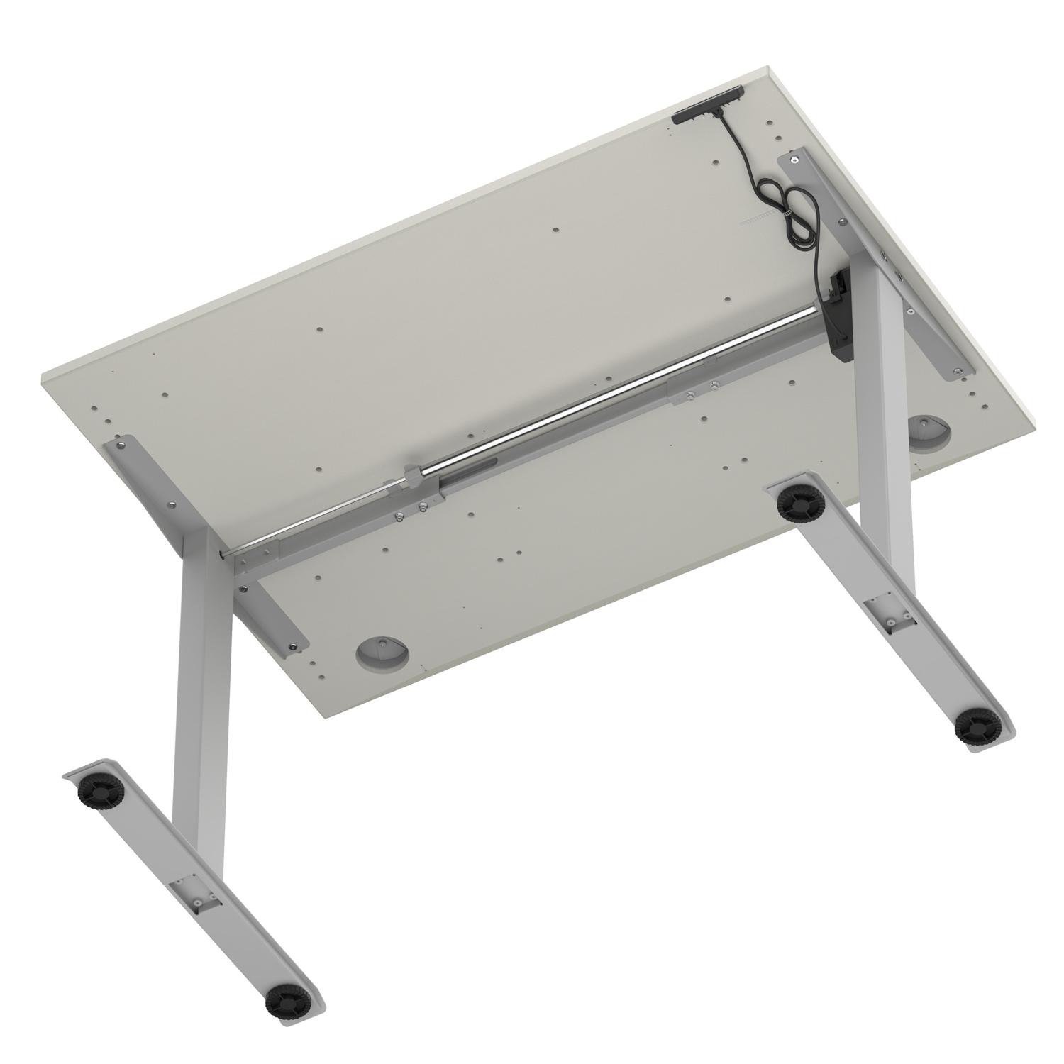 Air Lite 1200 x 800mm Height Adjustable Office Desk Dove Grey Top Cable Ports Silver Leg Air Lite 1200 x 800mm Height Adjustable Office Desk Dove Grey Top Cable Ports Silver Leg