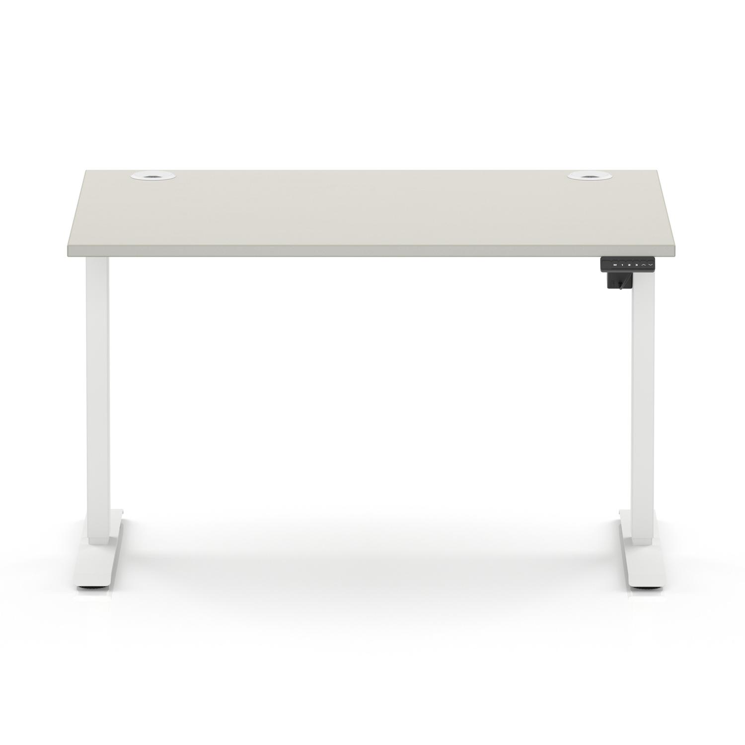 Air Lite 1200 x 800mm Height Adjustable Office Desk Dove Grey Top Cable Ports White Leg Air Lite 1200 x 800mm Height Adjustable Office Desk Dove Grey Top Cable Ports White Leg