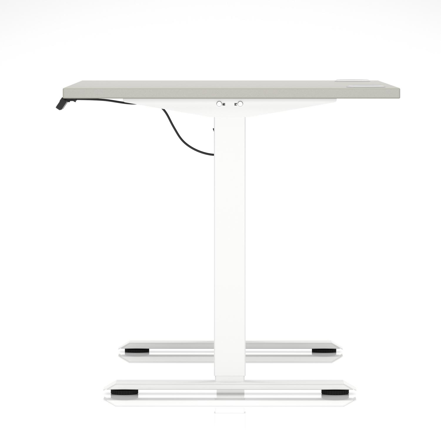 Air Lite 1200 x 800mm Height Adjustable Office Desk Dove Grey Top Cable Ports White Leg Air Lite 1200 x 800mm Height Adjustable Office Desk Dove Grey Top Cable Ports White Leg