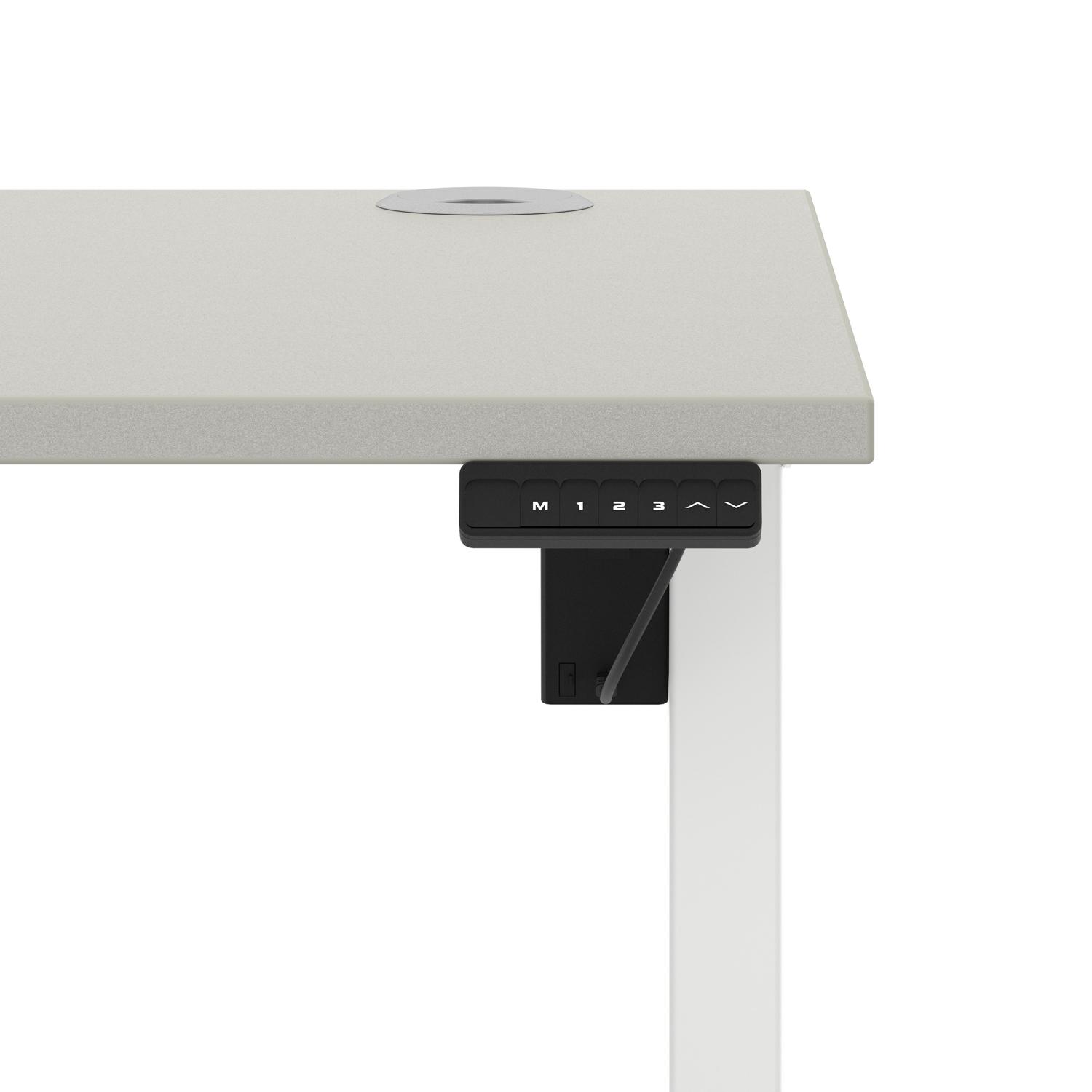 Air Lite 1200 x 800mm Height Adjustable Office Desk Dove Grey Top Cable Ports White Leg Air Lite 1200 x 800mm Height Adjustable Office Desk Dove Grey Top Cable Ports White Leg