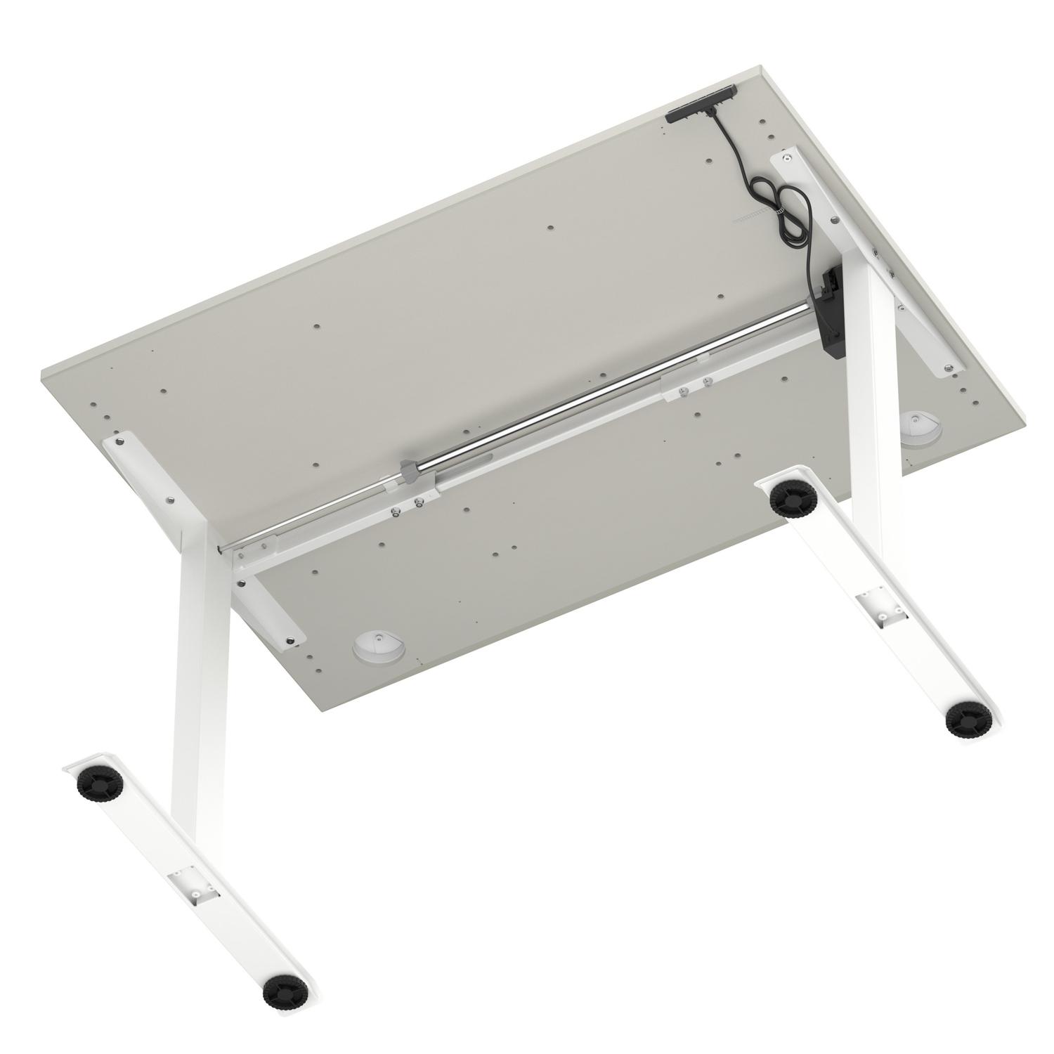 Air Lite 1200 x 800mm Height Adjustable Office Desk Dove Grey Top Cable Ports White Leg Air Lite 1200 x 800mm Height Adjustable Office Desk Dove Grey Top Cable Ports White Leg