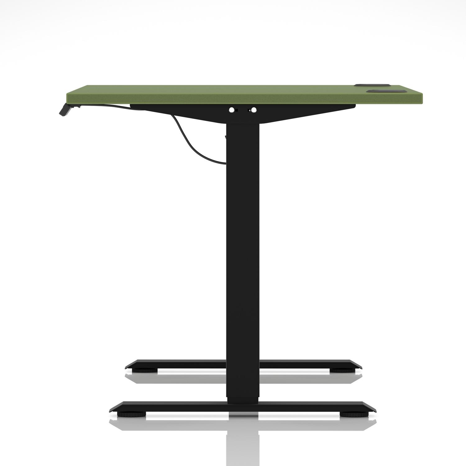 Air Lite 1200 x 800mm Height Adjustable Office Desk Moss Green Top Cable Ports Black Leg Air Lite 1200 x 800mm Height Adjustable Office Desk Moss Green Top Cable Ports Black Leg