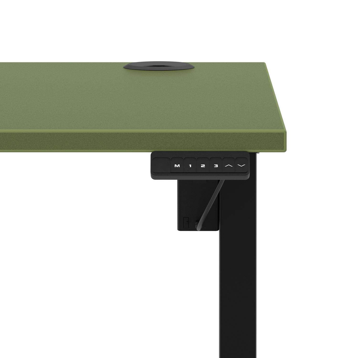 Air Lite 1200 x 800mm Height Adjustable Office Desk Moss Green Top Cable Ports Black Leg Air Lite 1200 x 800mm Height Adjustable Office Desk Moss Green Top Cable Ports Black Leg