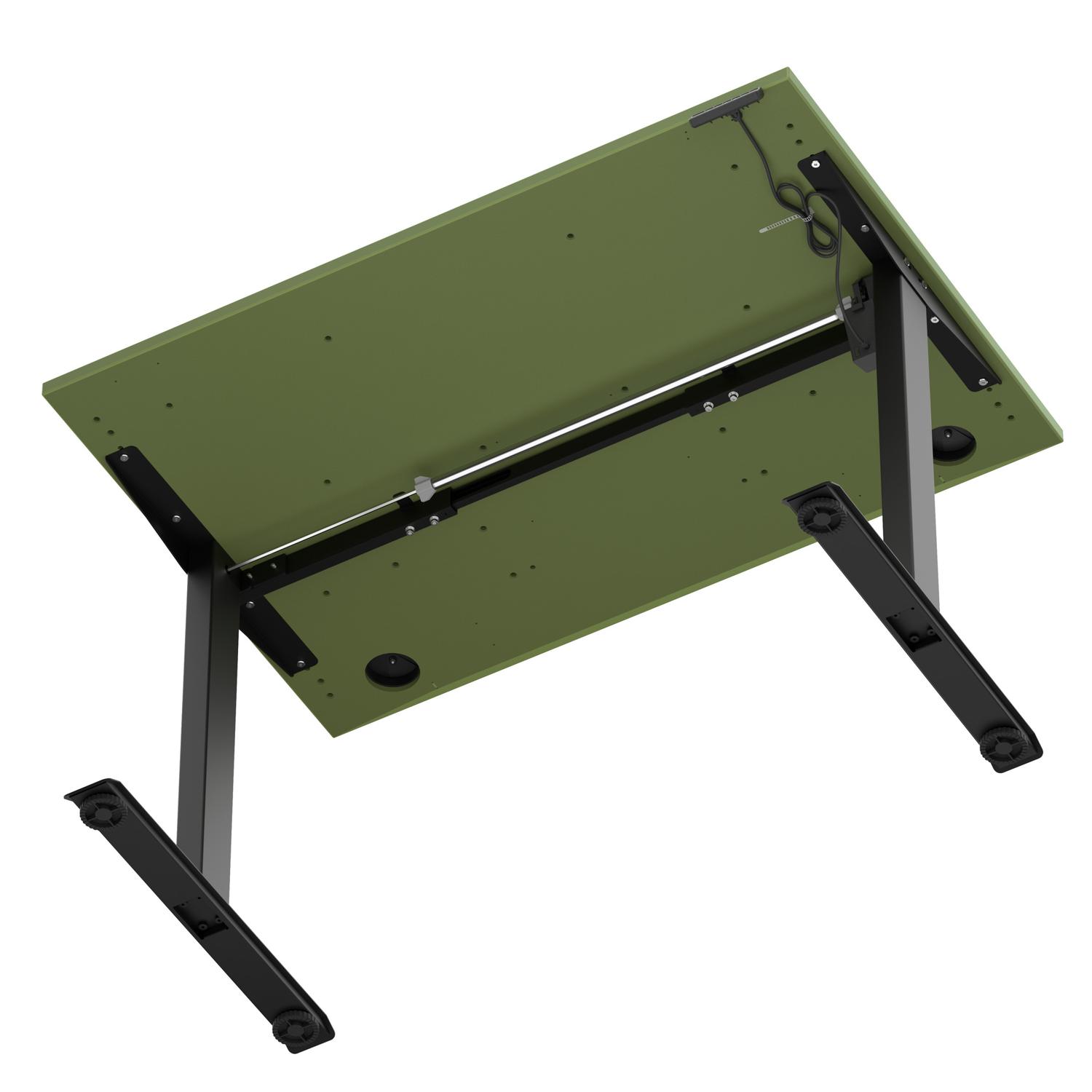 Air Lite 1200 x 800mm Height Adjustable Office Desk Moss Green Top Cable Ports Black Leg Air Lite 1200 x 800mm Height Adjustable Office Desk Moss Green Top Cable Ports Black Leg