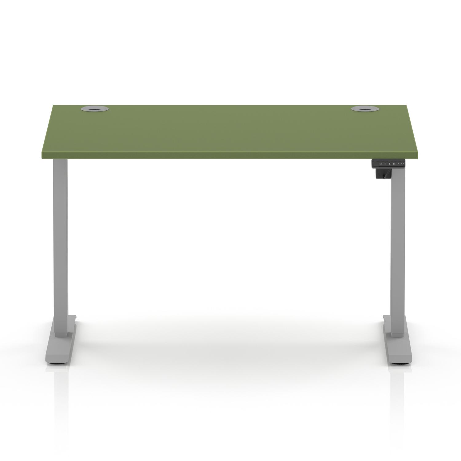 Air Lite 1200 x 800mm Height Adjustable Office Desk Moss Green Top Cable Ports Silver Leg Air Lite 1200 x 800mm Height Adjustable Office Desk Moss Green Top Cable Ports Silver Leg