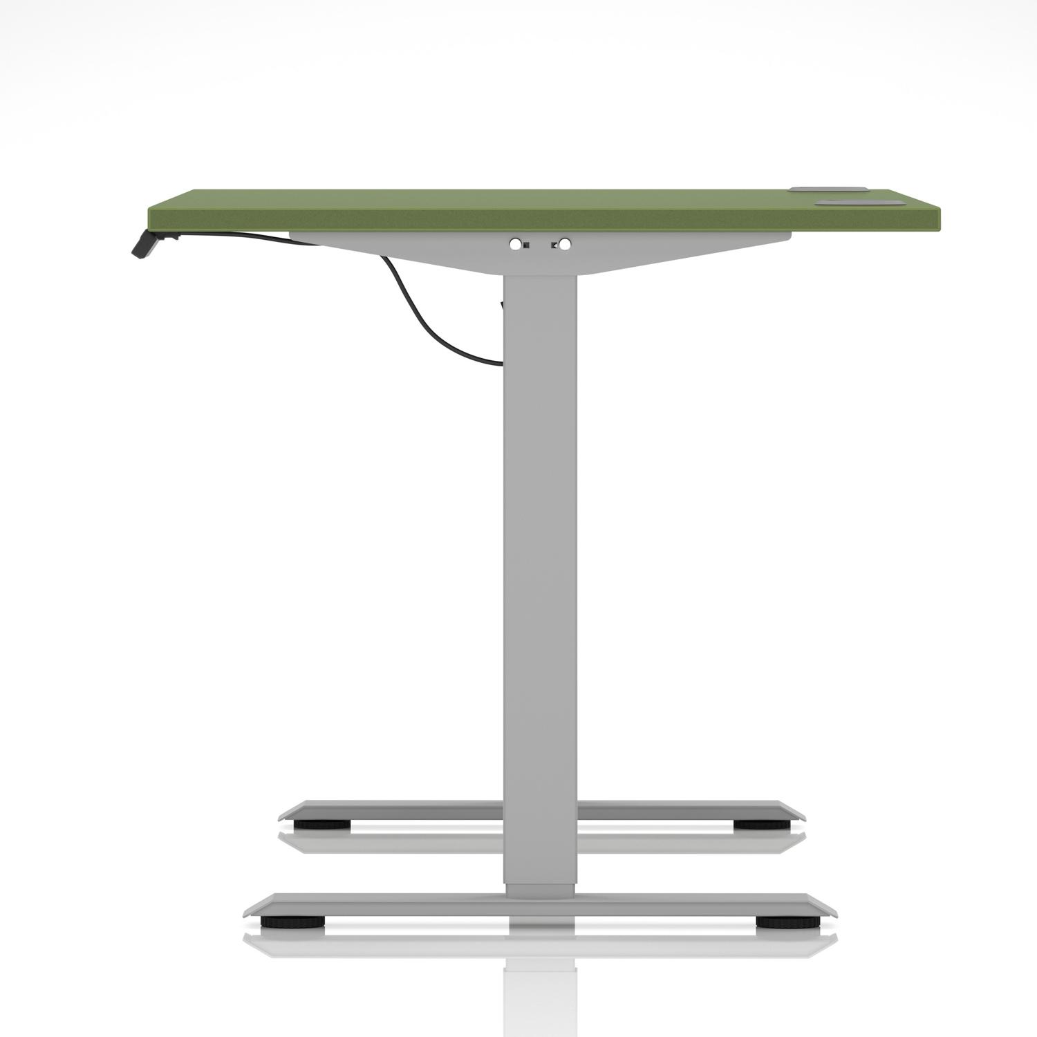 Air Lite 1200 x 800mm Height Adjustable Office Desk Moss Green Top Cable Ports Silver Leg Air Lite 1200 x 800mm Height Adjustable Office Desk Moss Green Top Cable Ports Silver Leg