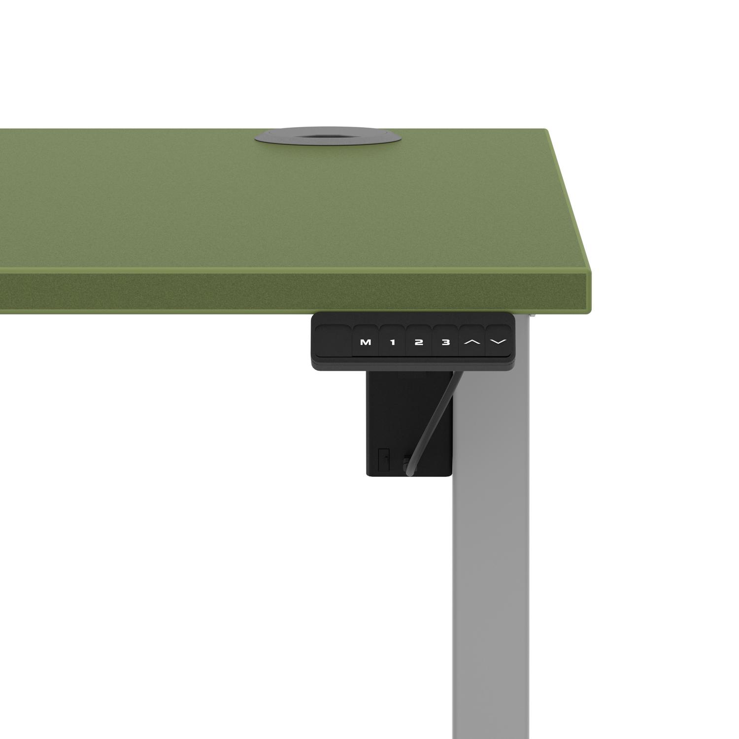 Air Lite 1200 x 800mm Height Adjustable Office Desk Moss Green Top Cable Ports Silver Leg Air Lite 1200 x 800mm Height Adjustable Office Desk Moss Green Top Cable Ports Silver Leg