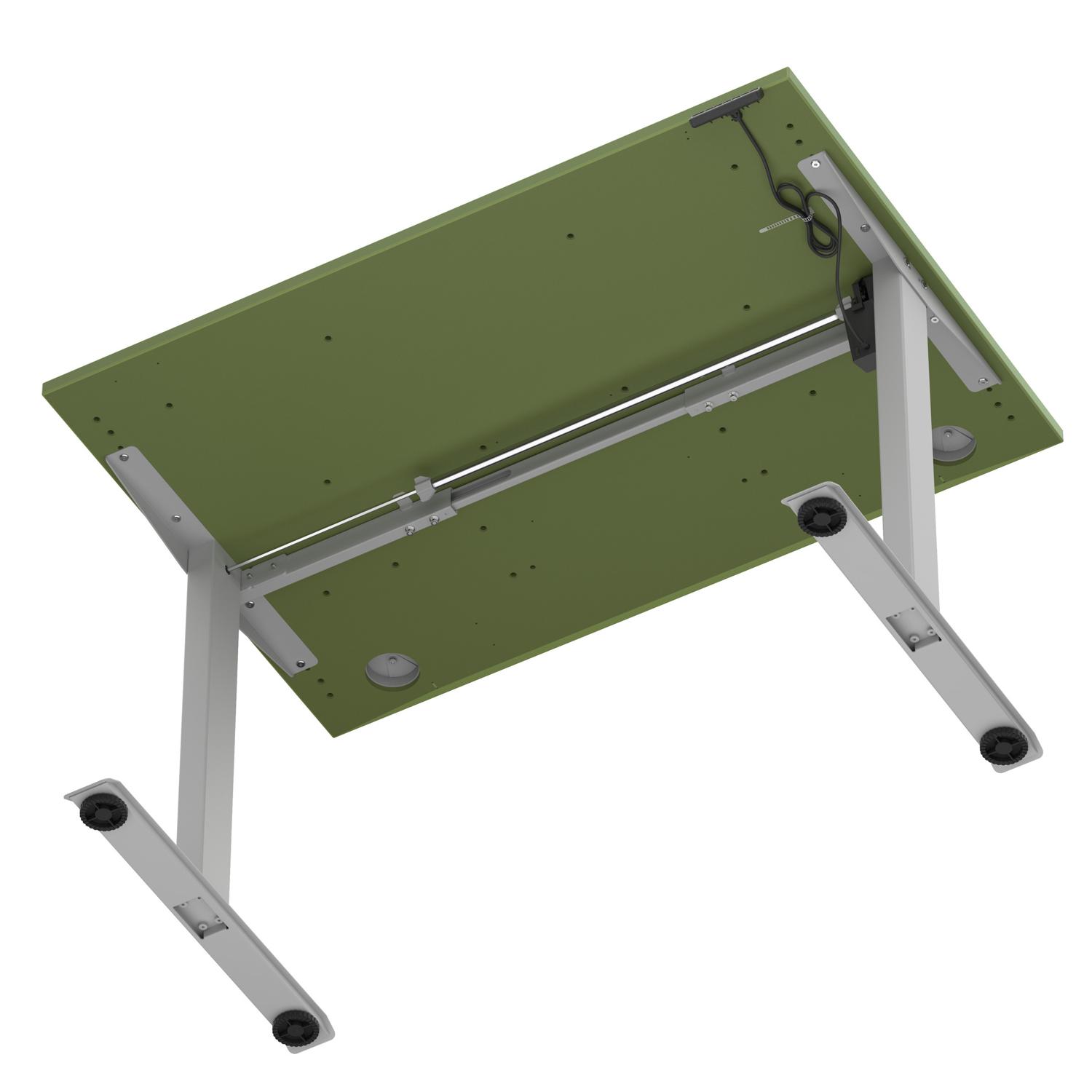 Air Lite 1200 x 800mm Height Adjustable Office Desk Moss Green Top Cable Ports Silver Leg Air Lite 1200 x 800mm Height Adjustable Office Desk Moss Green Top Cable Ports Silver Leg