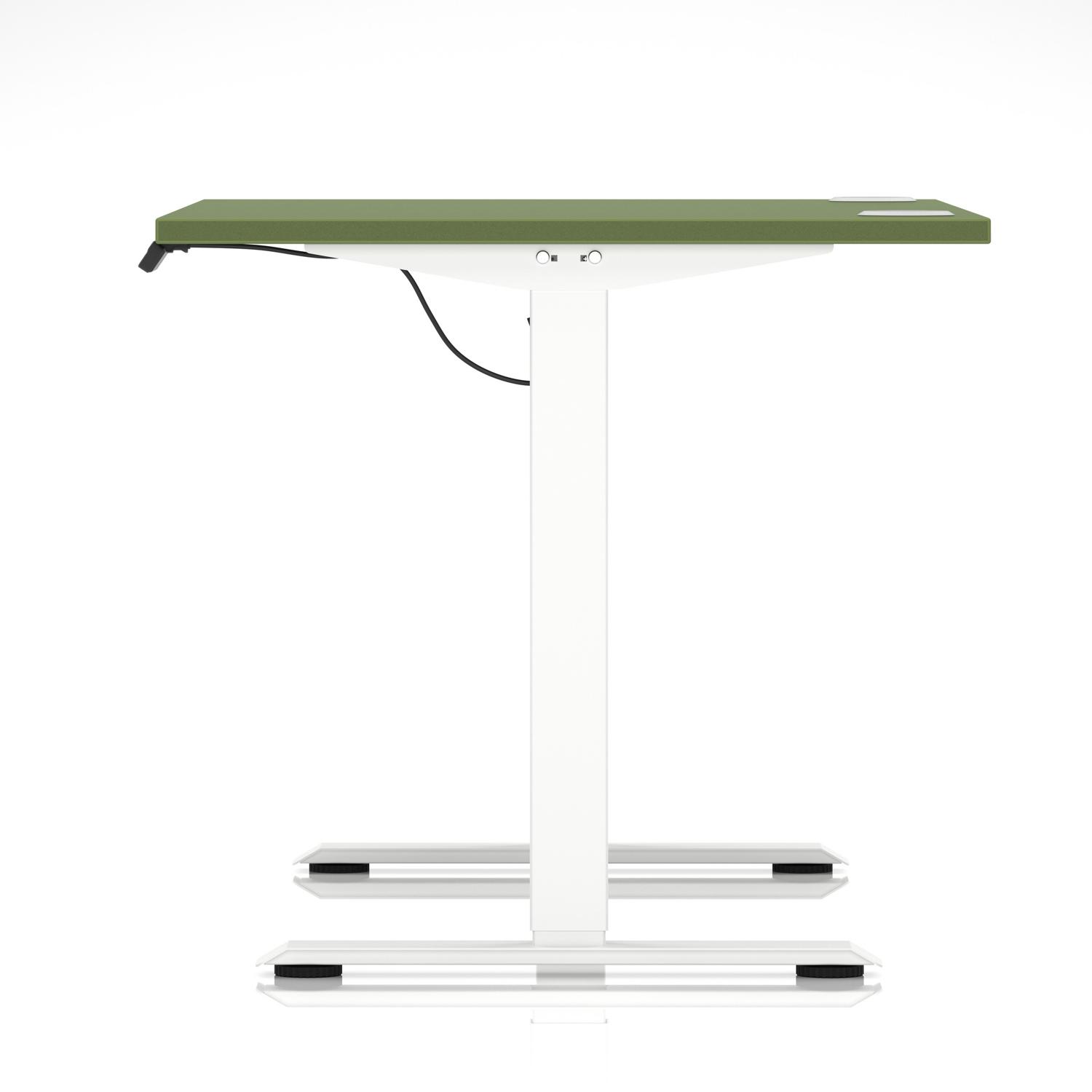 Air Lite 1200 x 800mm Height Adjustable Office Desk Moss Green Top Cable Ports White Leg Air Lite 1200 x 800mm Height Adjustable Office Desk Moss Green Top Cable Ports White Leg