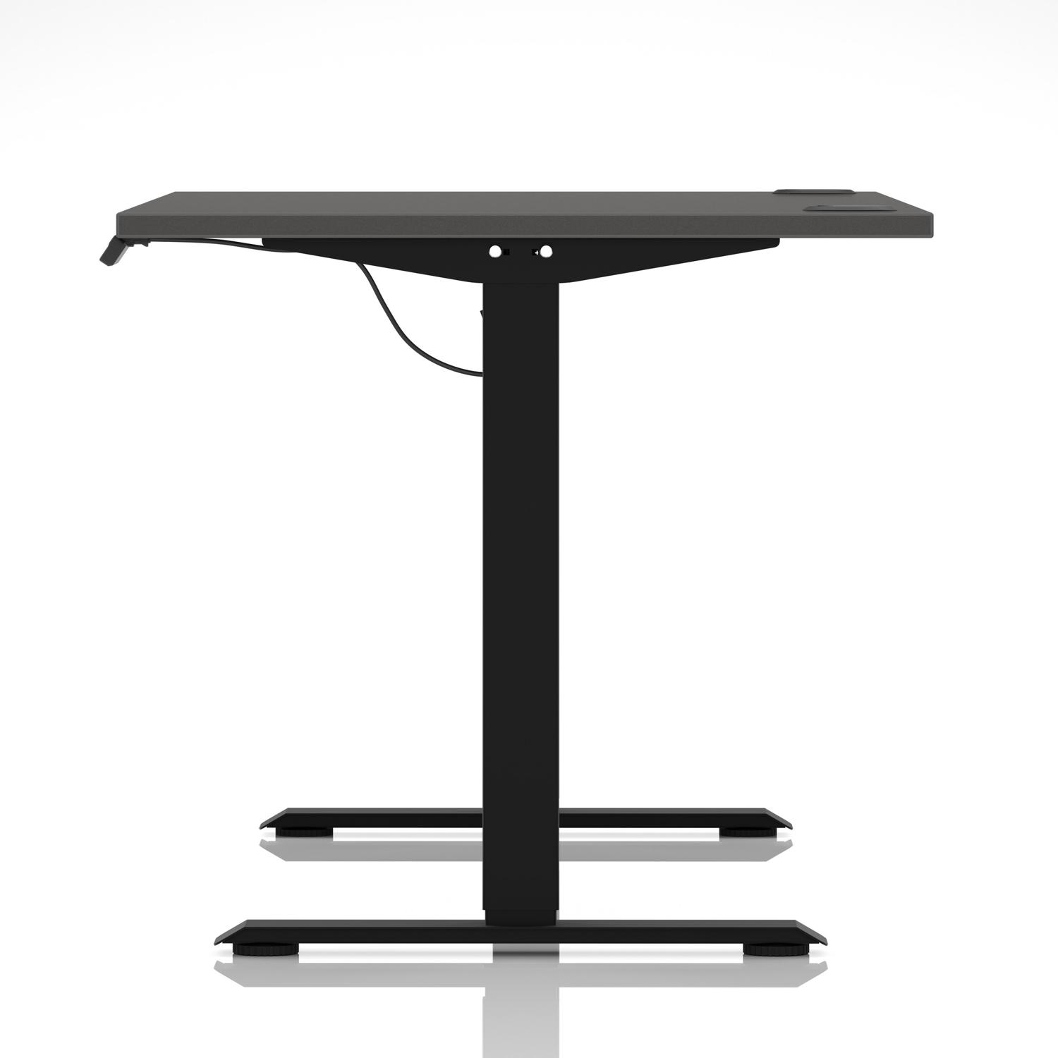Air Lite 1400 x 800mm Height Adjustable Office Desk Carbon Grey Top Cable Ports Black Leg Air Lite 1400 x 800mm Height Adjustable Office Desk Carbon Grey Top Cable Ports Black Leg