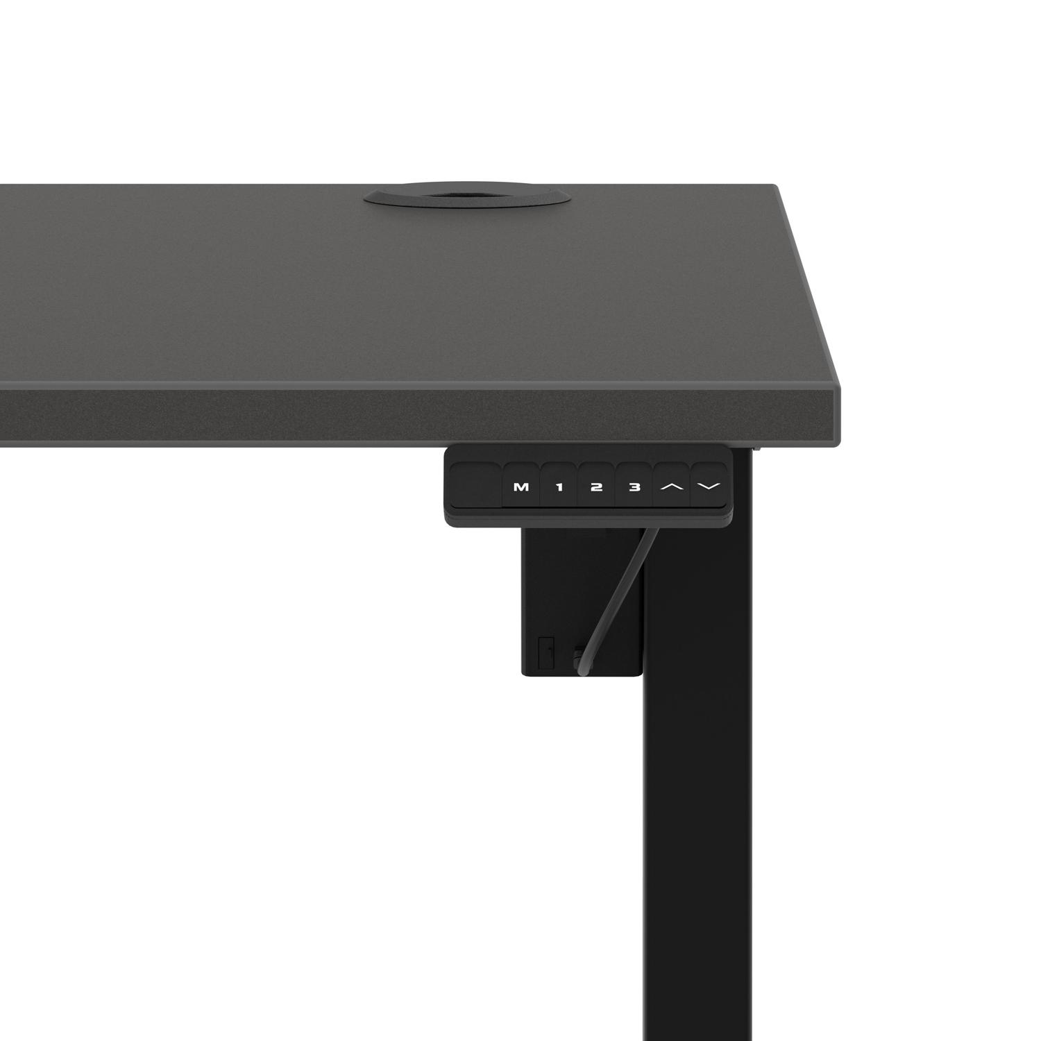 Air Lite 1400 x 800mm Height Adjustable Office Desk Carbon Grey Top Cable Ports Black Leg Air Lite 1400 x 800mm Height Adjustable Office Desk Carbon Grey Top Cable Ports Black Leg