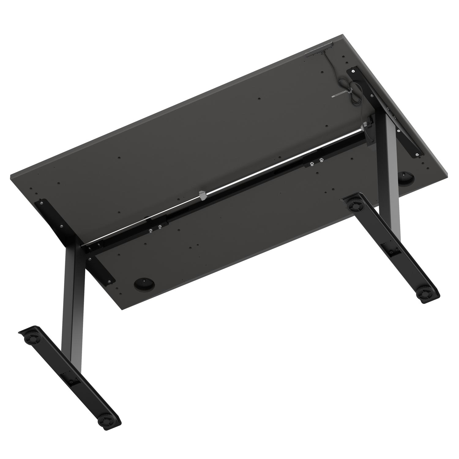 Air Lite 1400 x 800mm Height Adjustable Office Desk Carbon Grey Top Cable Ports Black Leg Air Lite 1400 x 800mm Height Adjustable Office Desk Carbon Grey Top Cable Ports Black Leg