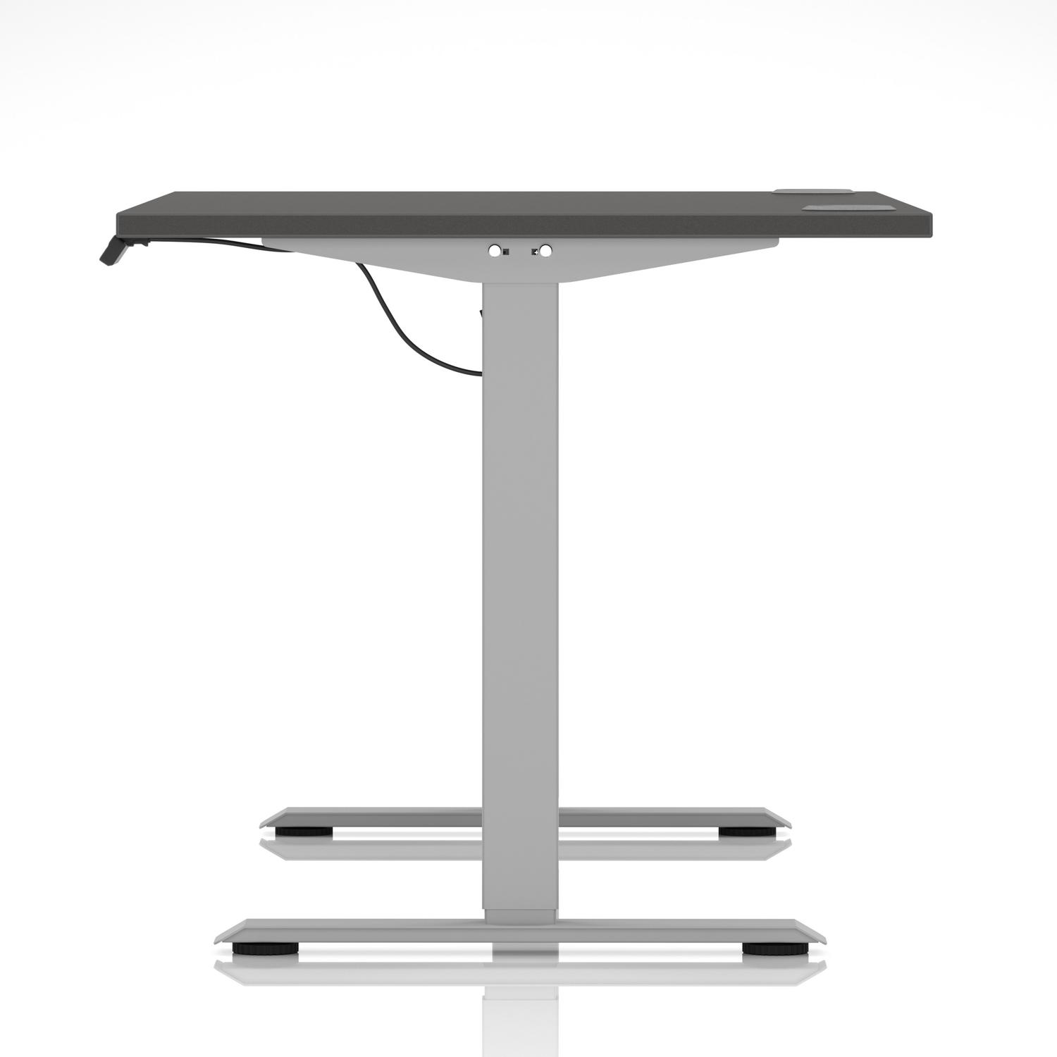 Air Lite 1400 x 800mm Height Adjustable Office Desk Carbon Grey Top Cable Ports Silver Leg Air Lite 1400 x 800mm Height Adjustable Office Desk Carbon Grey Top Cable Ports Silver Leg