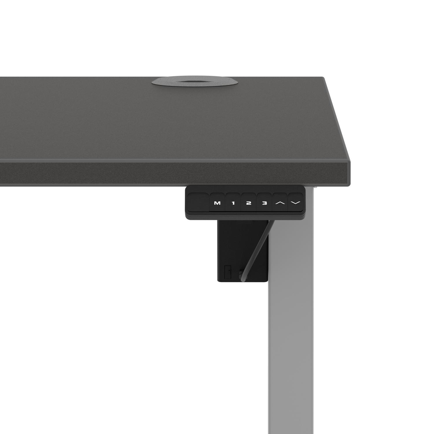 Air Lite 1400 x 800mm Height Adjustable Office Desk Carbon Grey Top Cable Ports Silver Leg Air Lite 1400 x 800mm Height Adjustable Office Desk Carbon Grey Top Cable Ports Silver Leg