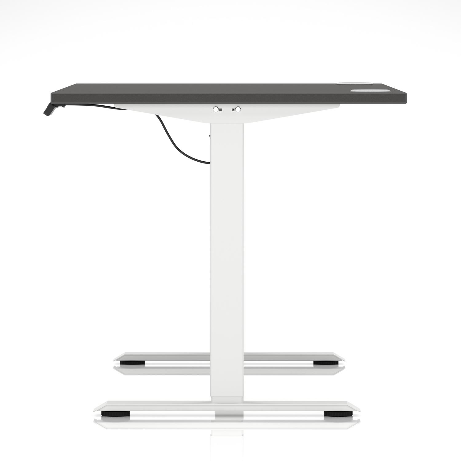 Air Lite 1400 x 800mm Height Adjustable Office Desk Carbon Grey Top Cable Ports White Leg Air Lite 1400 x 800mm Height Adjustable Office Desk Carbon Grey Top Cable Ports White Leg