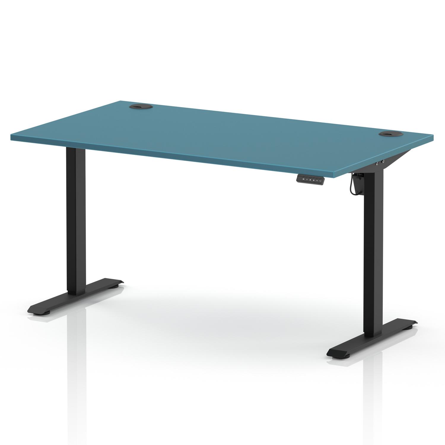 Air Lite 1400 x 800mm Height Adjustable Office Desk Dark Teal Top Cable Ports Black Leg Air Lite 1400 x 800mm Height Adjustable Office Desk Dark Teal Top Cable Ports Black Leg