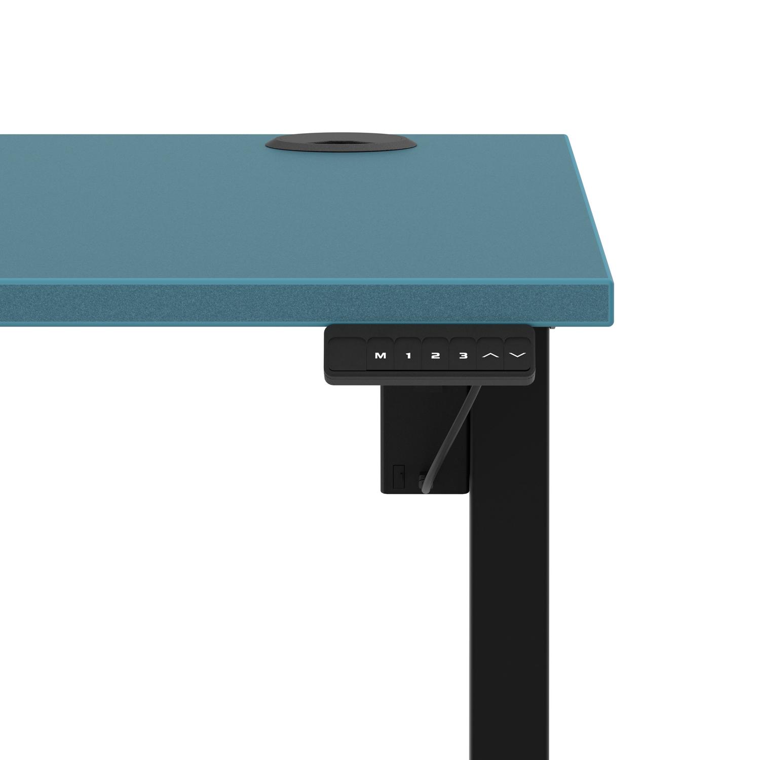 Air Lite 1400 x 800mm Height Adjustable Office Desk Dark Teal Top Cable Ports Black Leg Air Lite 1400 x 800mm Height Adjustable Office Desk Dark Teal Top Cable Ports Black Leg