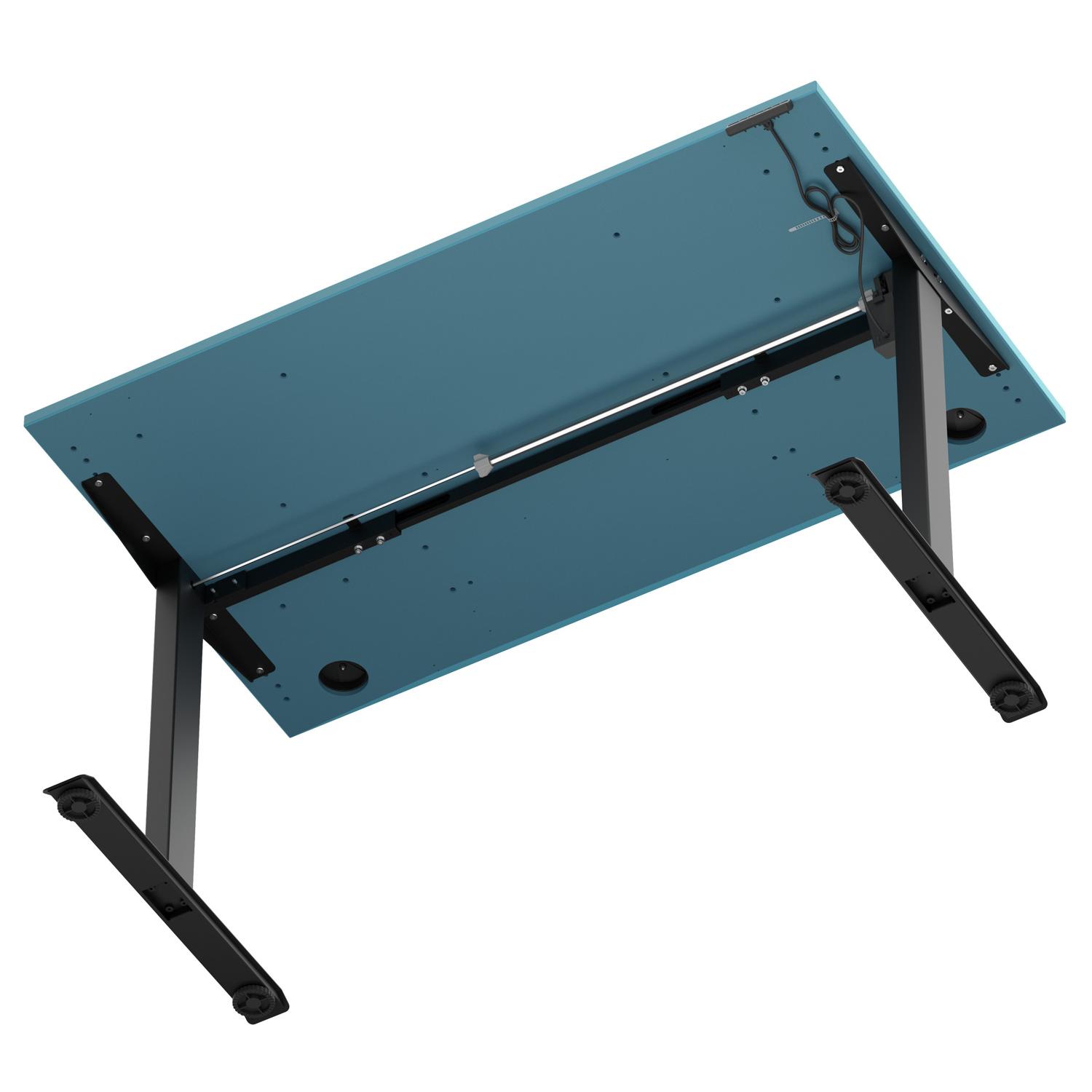 Air Lite 1400 x 800mm Height Adjustable Office Desk Dark Teal Top Cable Ports Black Leg Air Lite 1400 x 800mm Height Adjustable Office Desk Dark Teal Top Cable Ports Black Leg