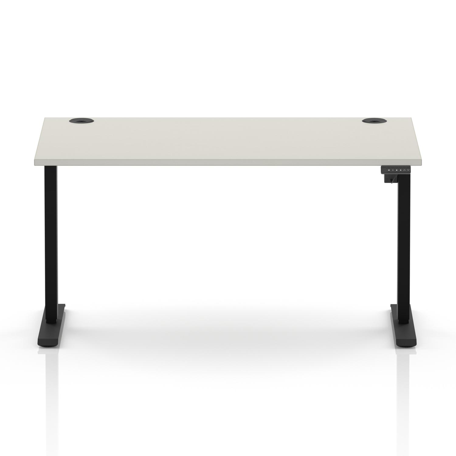 Air Lite 1400 x 800mm Height Adjustable Office Desk Dove Grey Top Cable Ports Black Leg Air Lite 1400 x 800mm Height Adjustable Office Desk Dove Grey Top Cable Ports Black Leg