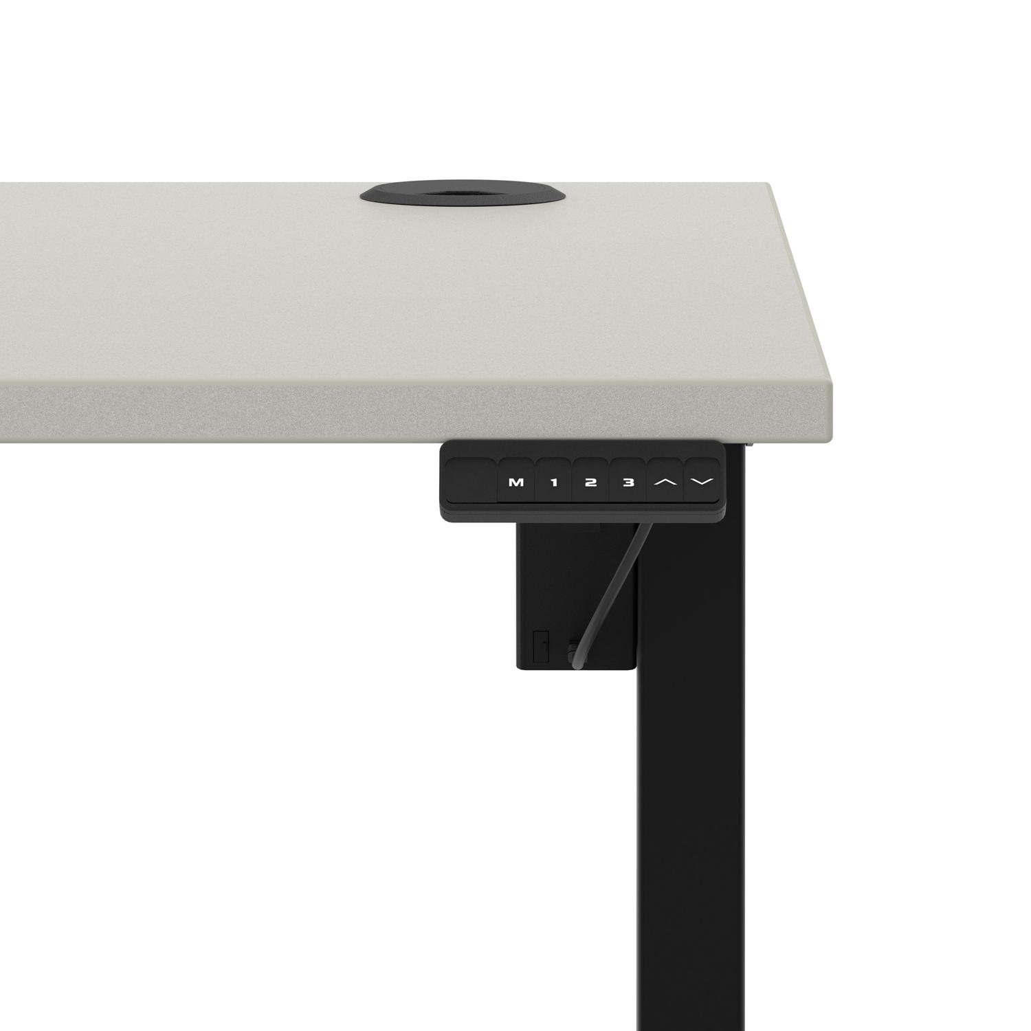 Air Lite 1400 x 800mm Height Adjustable Office Desk Dove Grey Top Cable Ports Black Leg Air Lite 1400 x 800mm Height Adjustable Office Desk Dove Grey Top Cable Ports Black Leg
