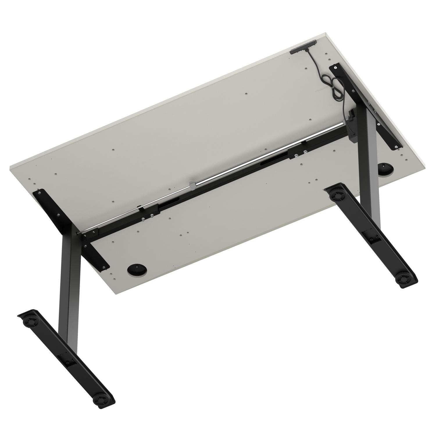Air Lite 1400 x 800mm Height Adjustable Office Desk Dove Grey Top Cable Ports Black Leg Air Lite 1400 x 800mm Height Adjustable Office Desk Dove Grey Top Cable Ports Black Leg