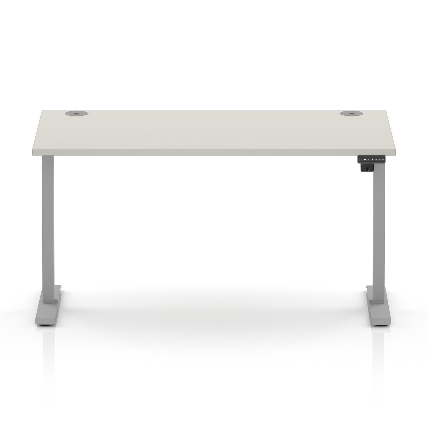 Air Lite 1400 x 800mm Height Adjustable Office Desk Dove Grey Top Cable Ports Silver Leg Air Lite 1400 x 800mm Height Adjustable Office Desk Dove Grey Top Cable Ports Silver Leg