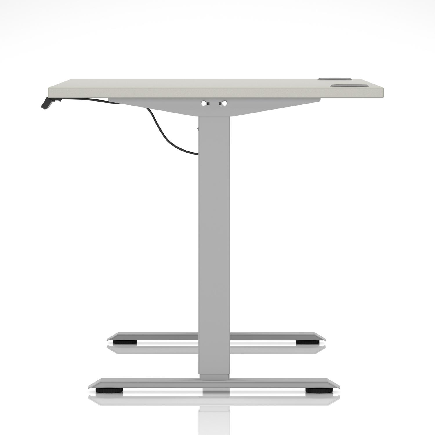 Air Lite 1400 x 800mm Height Adjustable Office Desk Dove Grey Top Cable Ports Silver Leg Air Lite 1400 x 800mm Height Adjustable Office Desk Dove Grey Top Cable Ports Silver Leg