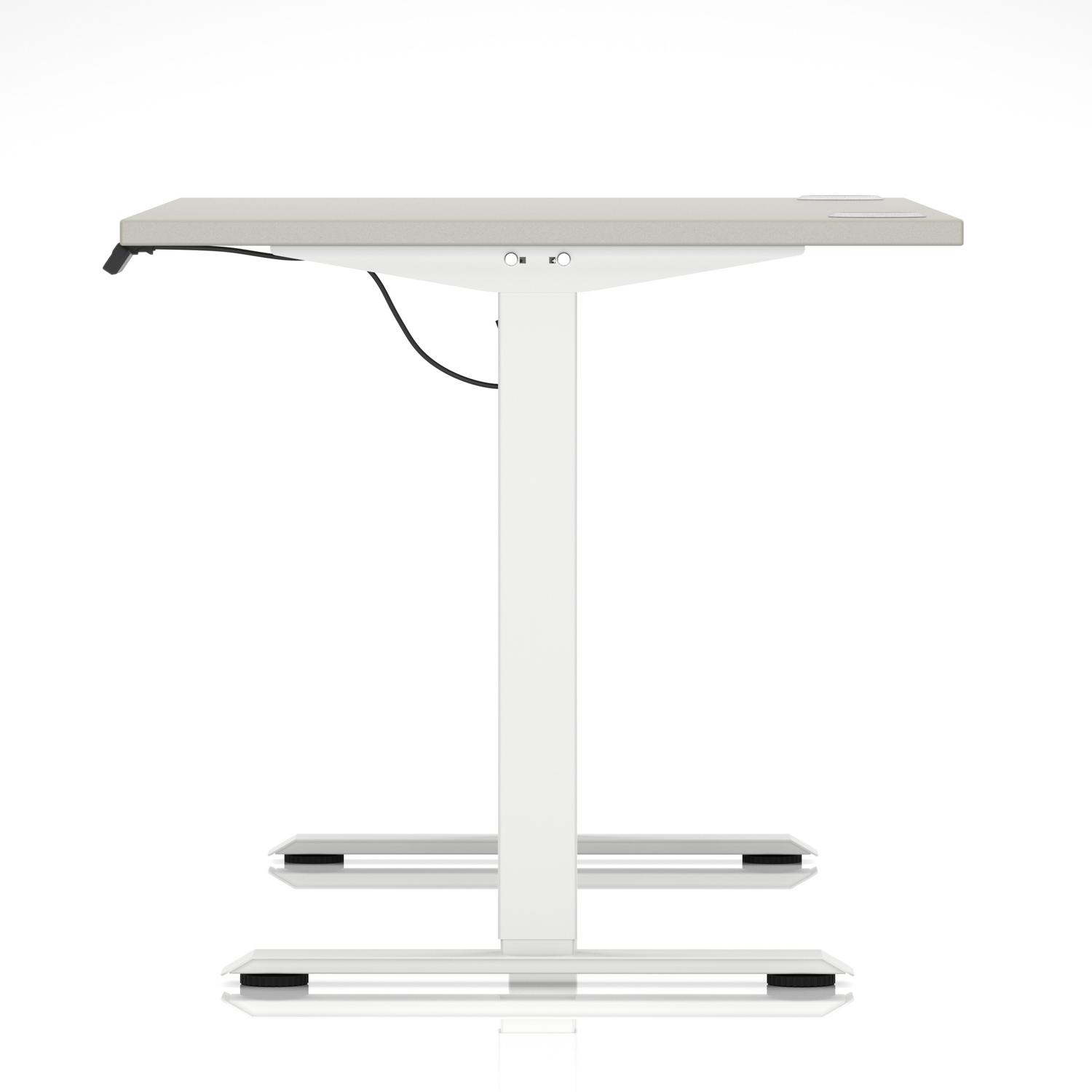 Air Lite 1400 x 800mm Height Adjustable Office Desk Dove Grey Top Cable Ports White Leg Air Lite 1400 x 800mm Height Adjustable Office Desk Dove Grey Top Cable Ports White Leg