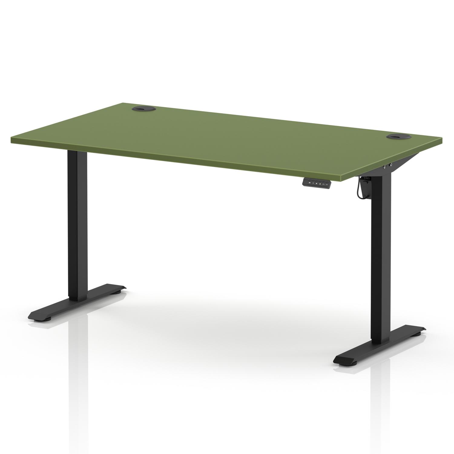Air Lite 1400 x 800mm Height Adjustable Office Desk Moss Green Top Cable Ports Black Leg Air Lite 1400 x 800mm Height Adjustable Office Desk Moss Green Top Cable Ports Black Leg