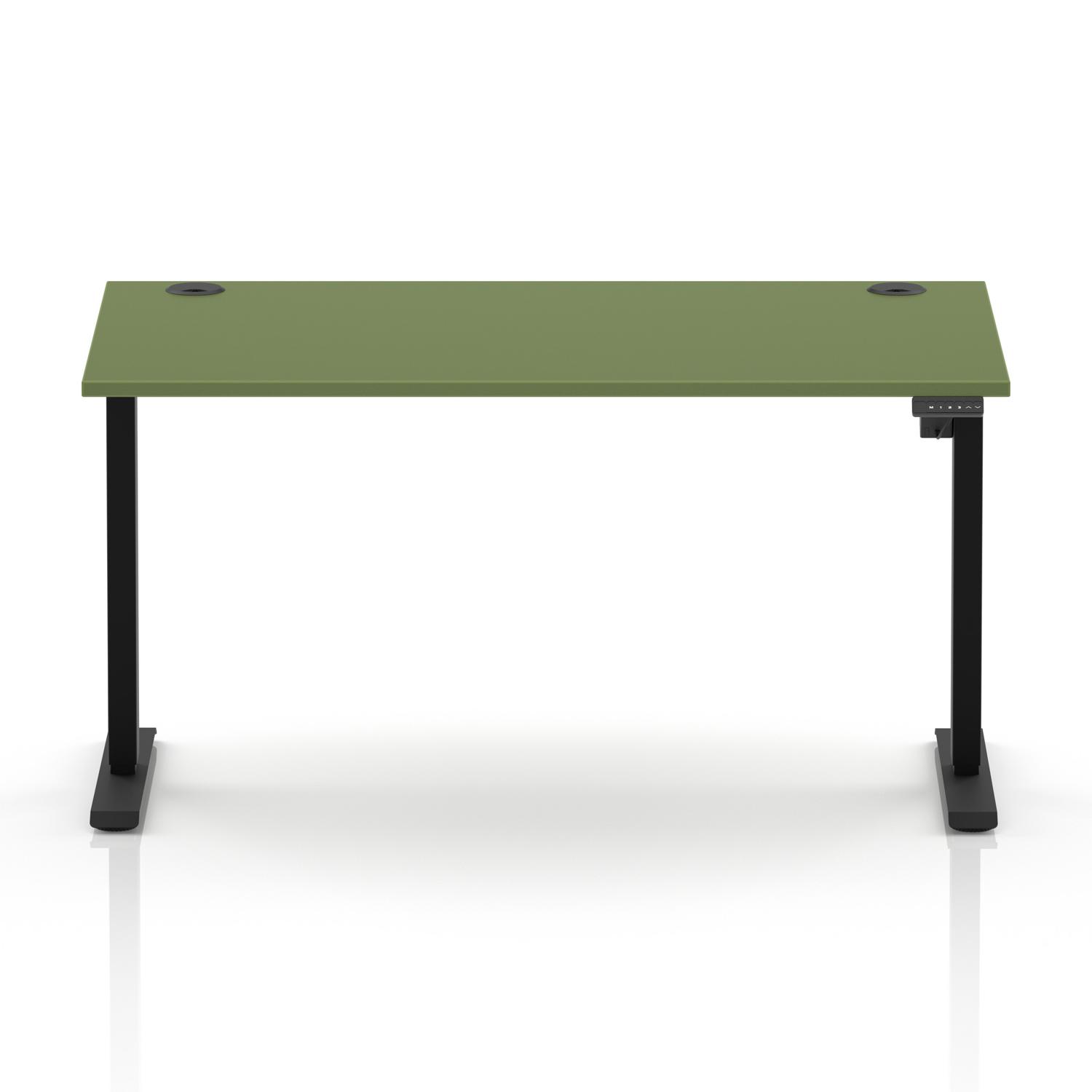 Air Lite 1400 x 800mm Height Adjustable Office Desk Moss Green Top Cable Ports Black Leg Air Lite 1400 x 800mm Height Adjustable Office Desk Moss Green Top Cable Ports Black Leg