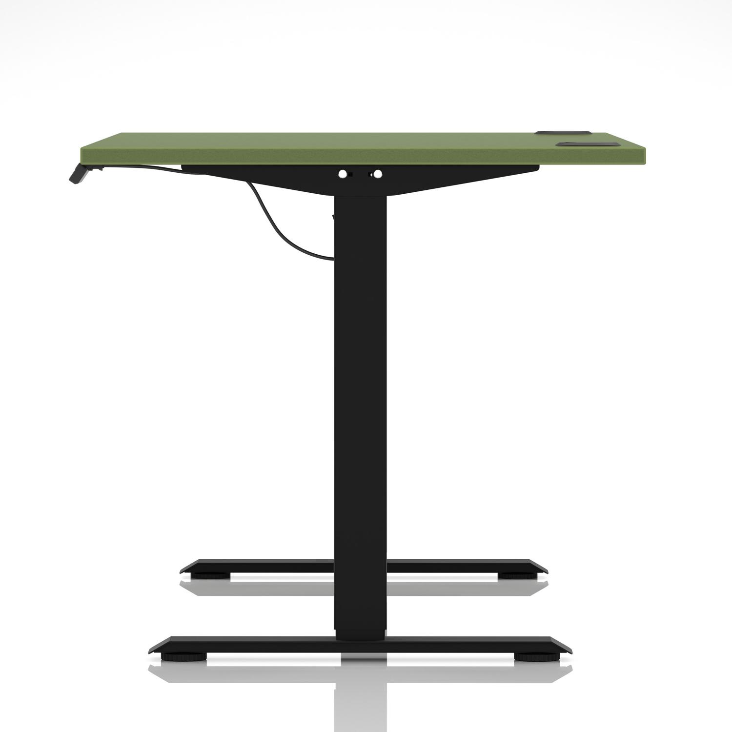 Air Lite 1400 x 800mm Height Adjustable Office Desk Moss Green Top Cable Ports Black Leg Air Lite 1400 x 800mm Height Adjustable Office Desk Moss Green Top Cable Ports Black Leg