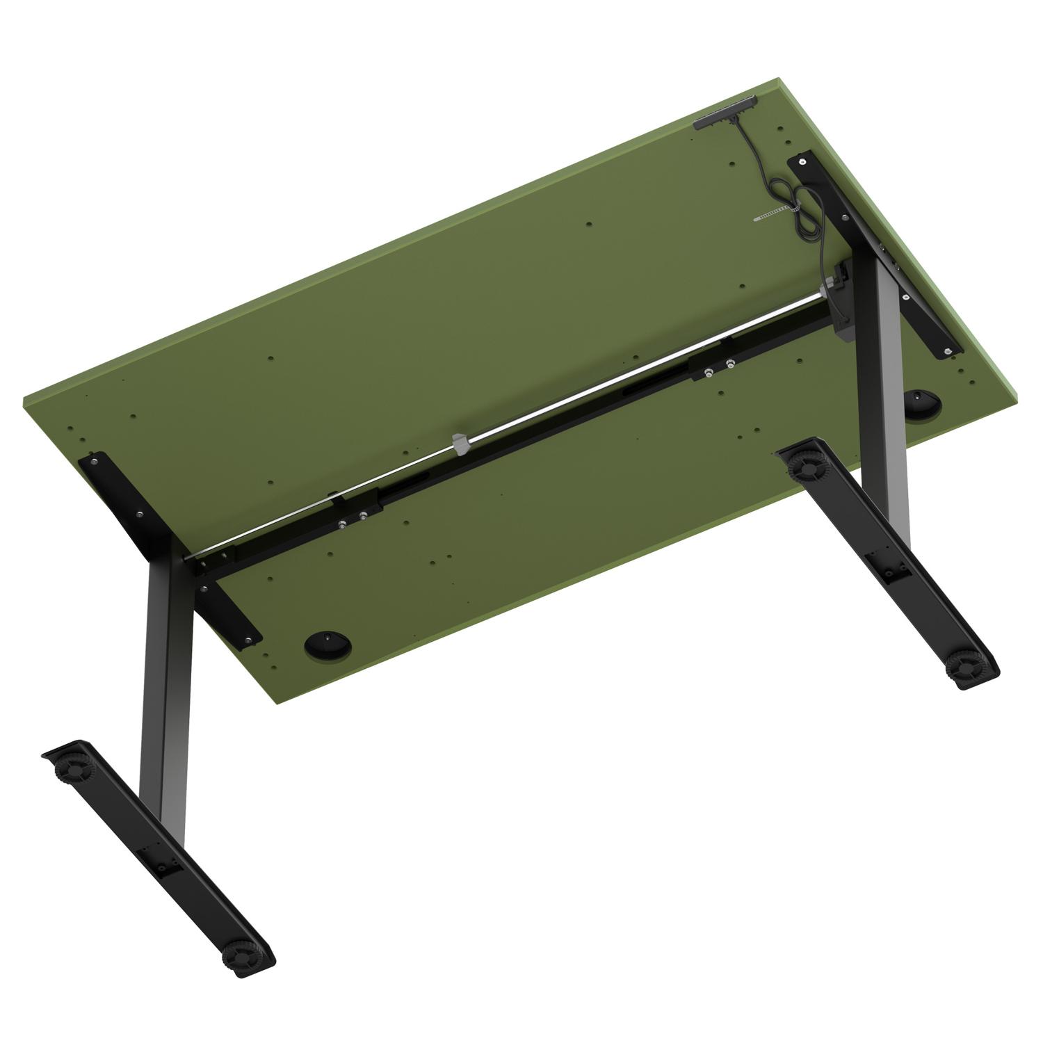 Air Lite 1400 x 800mm Height Adjustable Office Desk Moss Green Top Cable Ports Black Leg Air Lite 1400 x 800mm Height Adjustable Office Desk Moss Green Top Cable Ports Black Leg