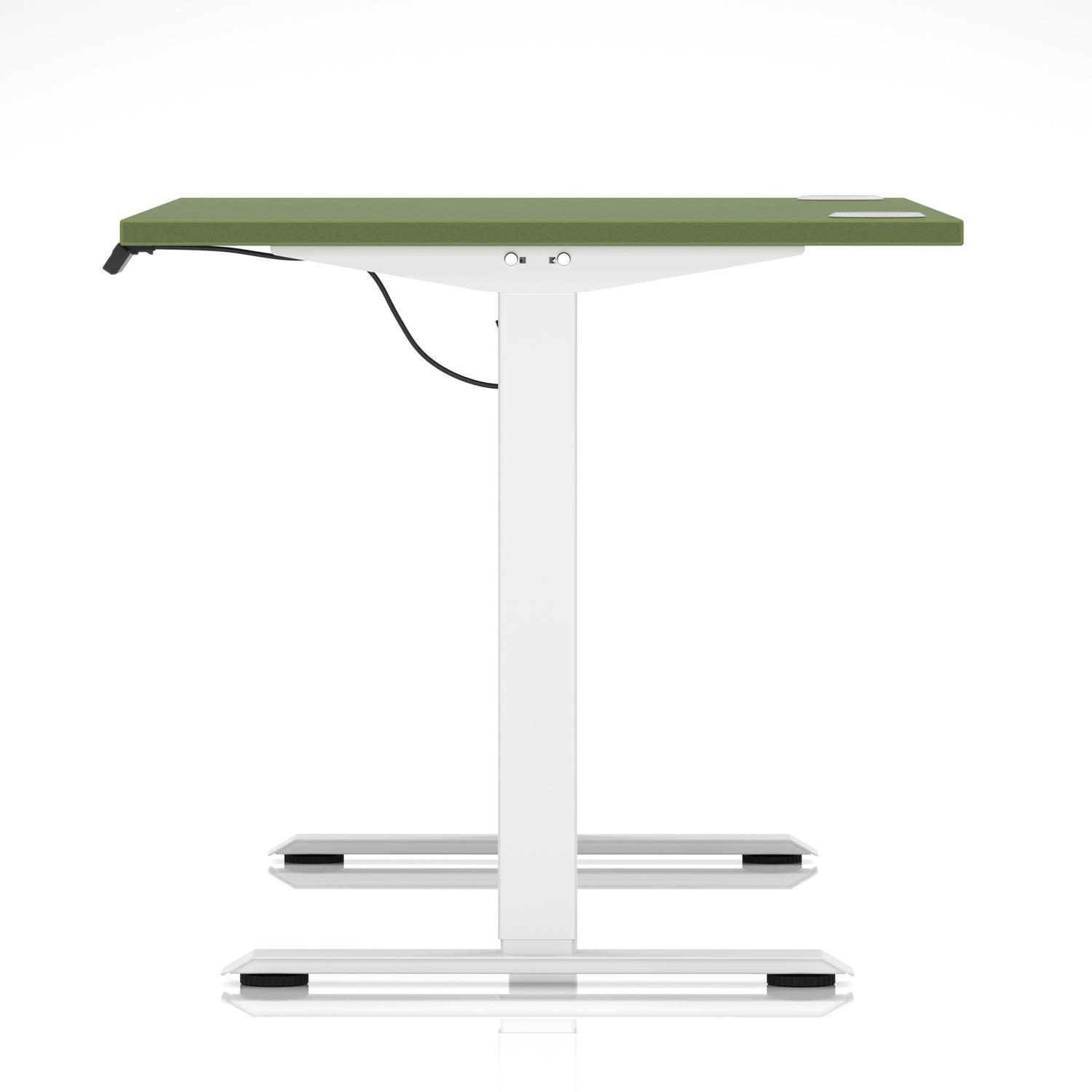 Air Lite 1400 x 800mm Height Adjustable Office Desk Moss Green Top Cable Ports White Leg Air Lite 1400 x 800mm Height Adjustable Office Desk Moss Green Top Cable Ports White Leg