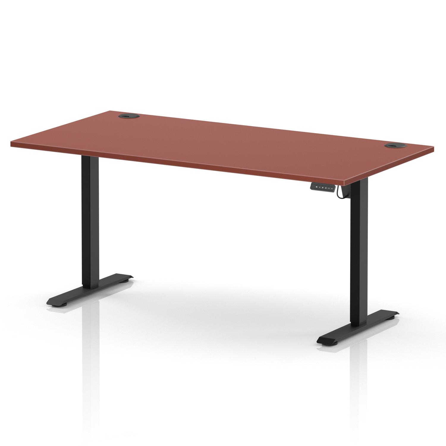 Air Lite 1600 x 800mm Height Adjustable Office Desk Brick Red Top Cable Ports Black Leg Air Lite 1600 x 800mm Height Adjustable Office Desk Brick Red Top Cable Ports Black Leg