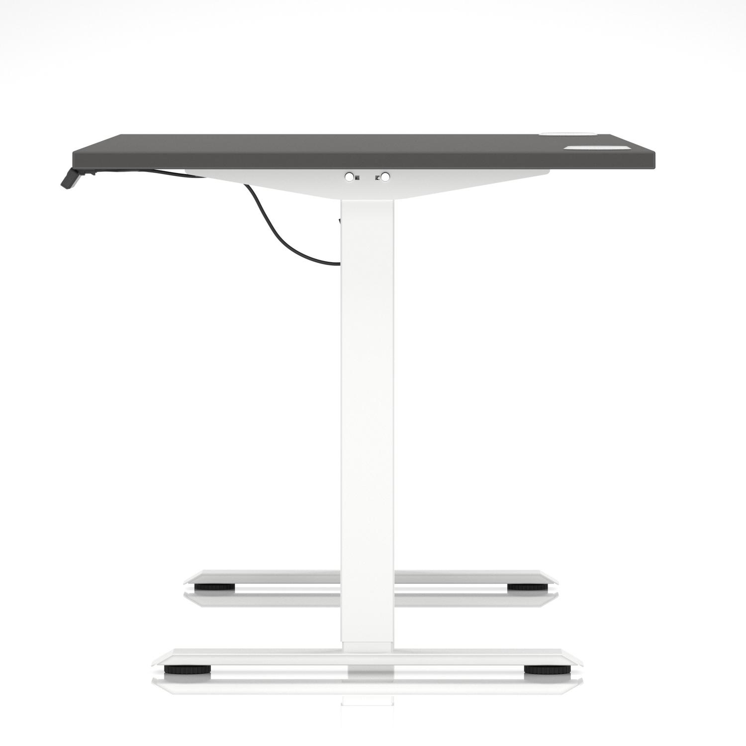 Air Lite 1600 x 800mm Height Adjustable Office Desk Carbon Grey Top Cable Ports White Leg Air Lite 1600 x 800mm Height Adjustable Office Desk Carbon Grey Top Cable Ports White Leg