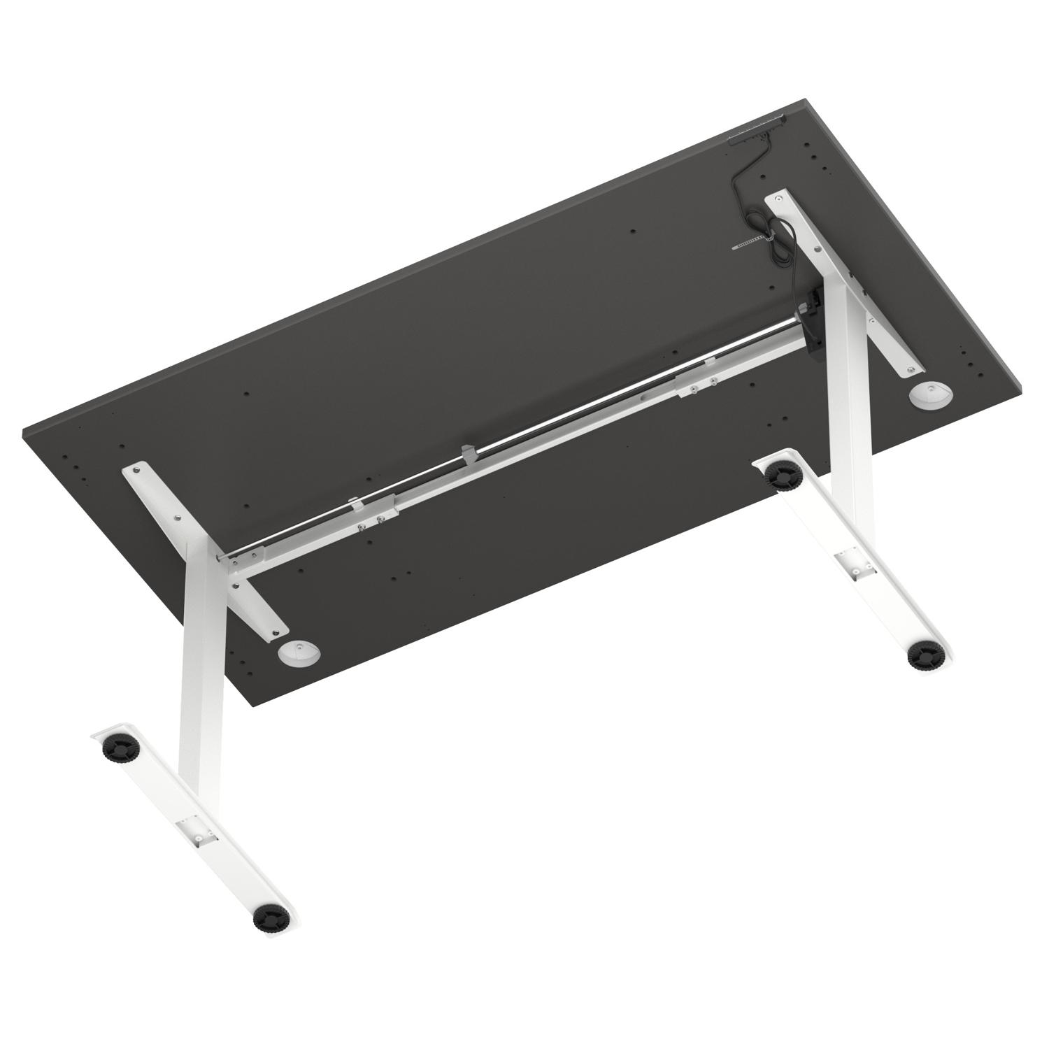 Air Lite 1600 x 800mm Height Adjustable Office Desk Carbon Grey Top Cable Ports White Leg Air Lite 1600 x 800mm Height Adjustable Office Desk Carbon Grey Top Cable Ports White Leg