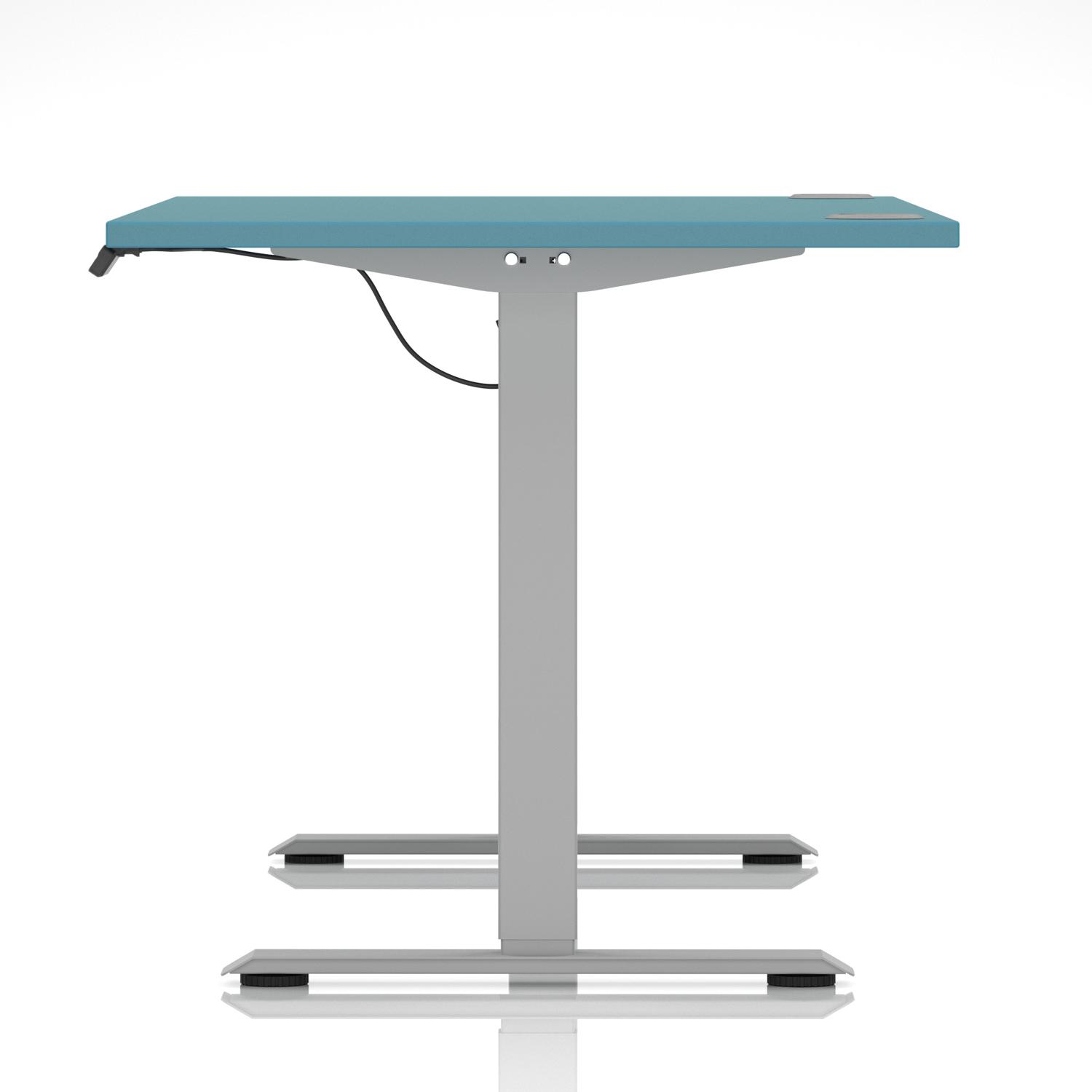 Air Lite 1600 x 800mm Height Adjustable Office Desk Dark Teal Top Cable Ports Silver Leg Air Lite 1600 x 800mm Height Adjustable Office Desk Dark Teal Top Cable Ports Silver Leg